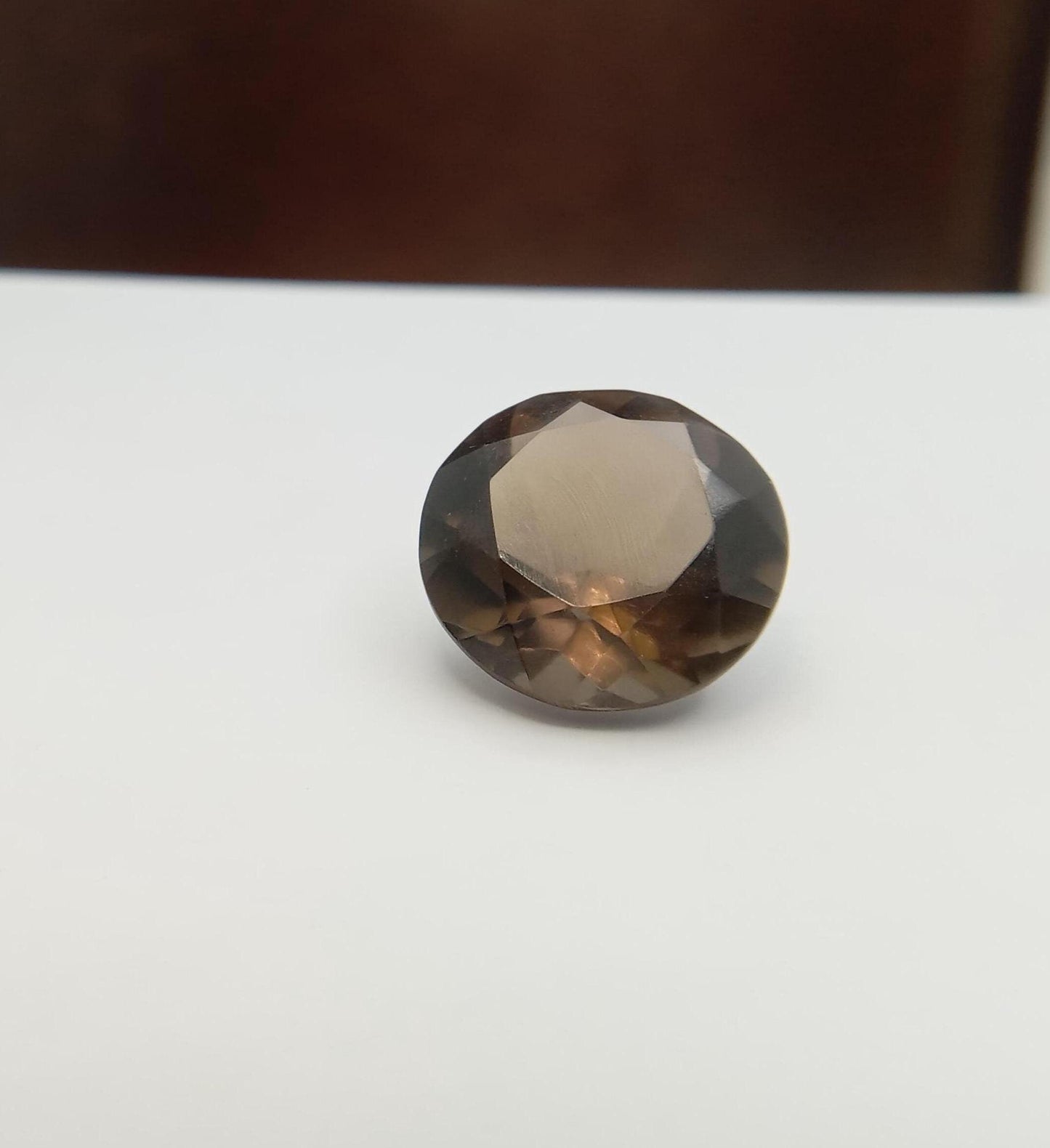 13mm Smoky Quartz 7.17 carat, Round, Brown Faceted Loose Gemstone, Recycled Gemstone