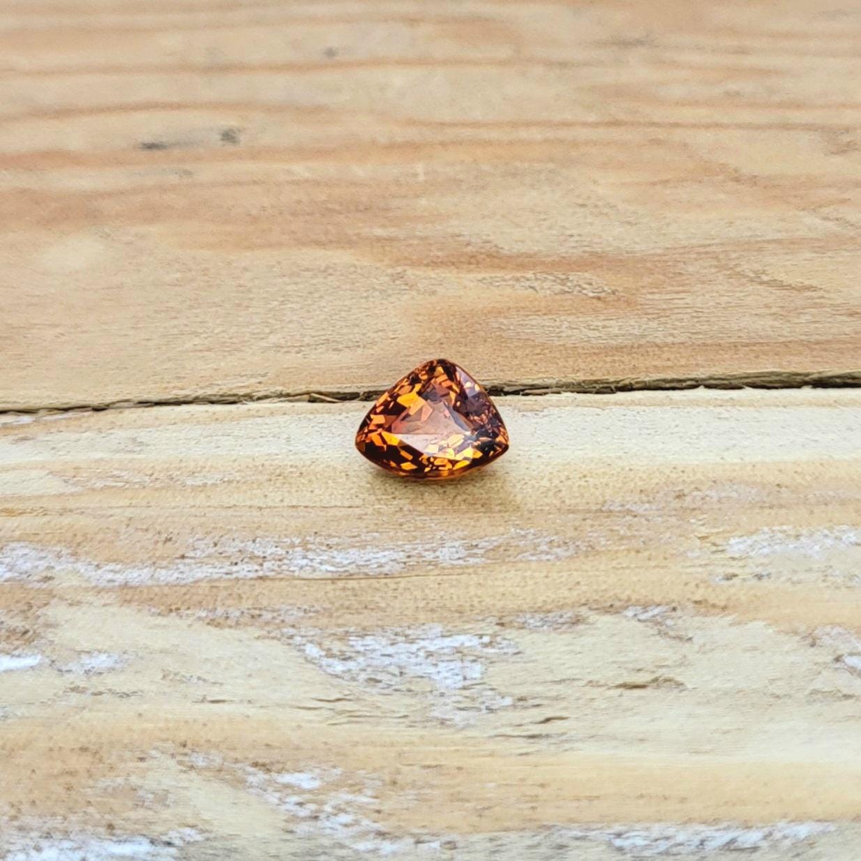 0.82 ct Natural Orange Spessartite Garnet 6.2x4.7mm Squashed Trillion Faceted Gemstone Loose Gem Bright Orange Garnet