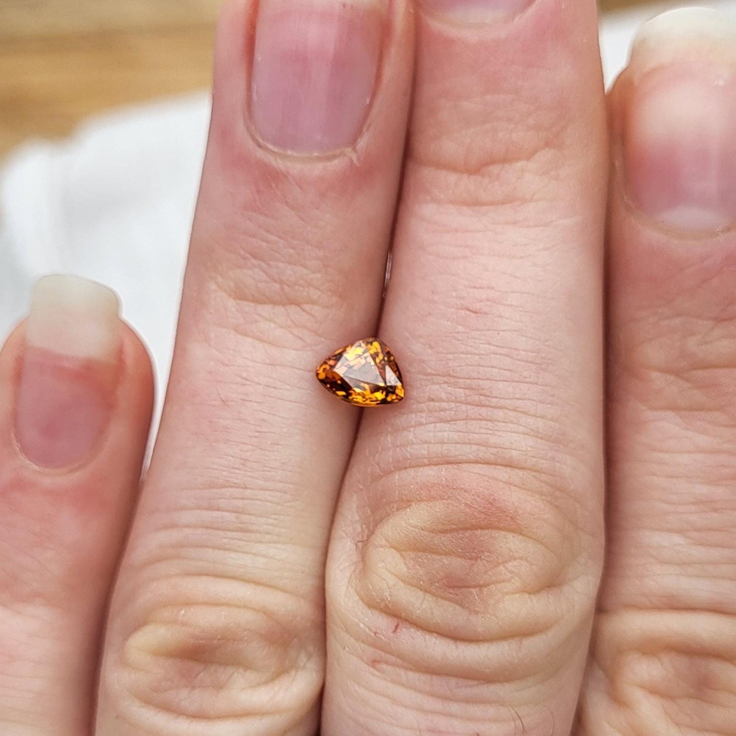 0.82 ct Natural Orange Spessartite Garnet 6.2x4.7mm Squashed Trillion Faceted Gemstone Loose Gem Bright Orange Garnet