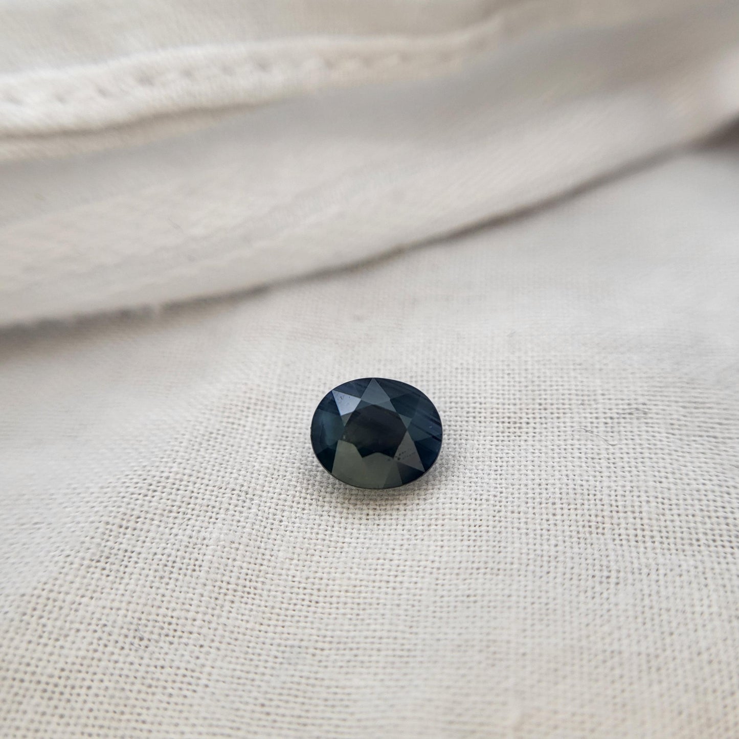 7x6mm Natural Dark Green-Blue Sapphire Oval 1.60 Carat Unheated Faceted Loose Gem