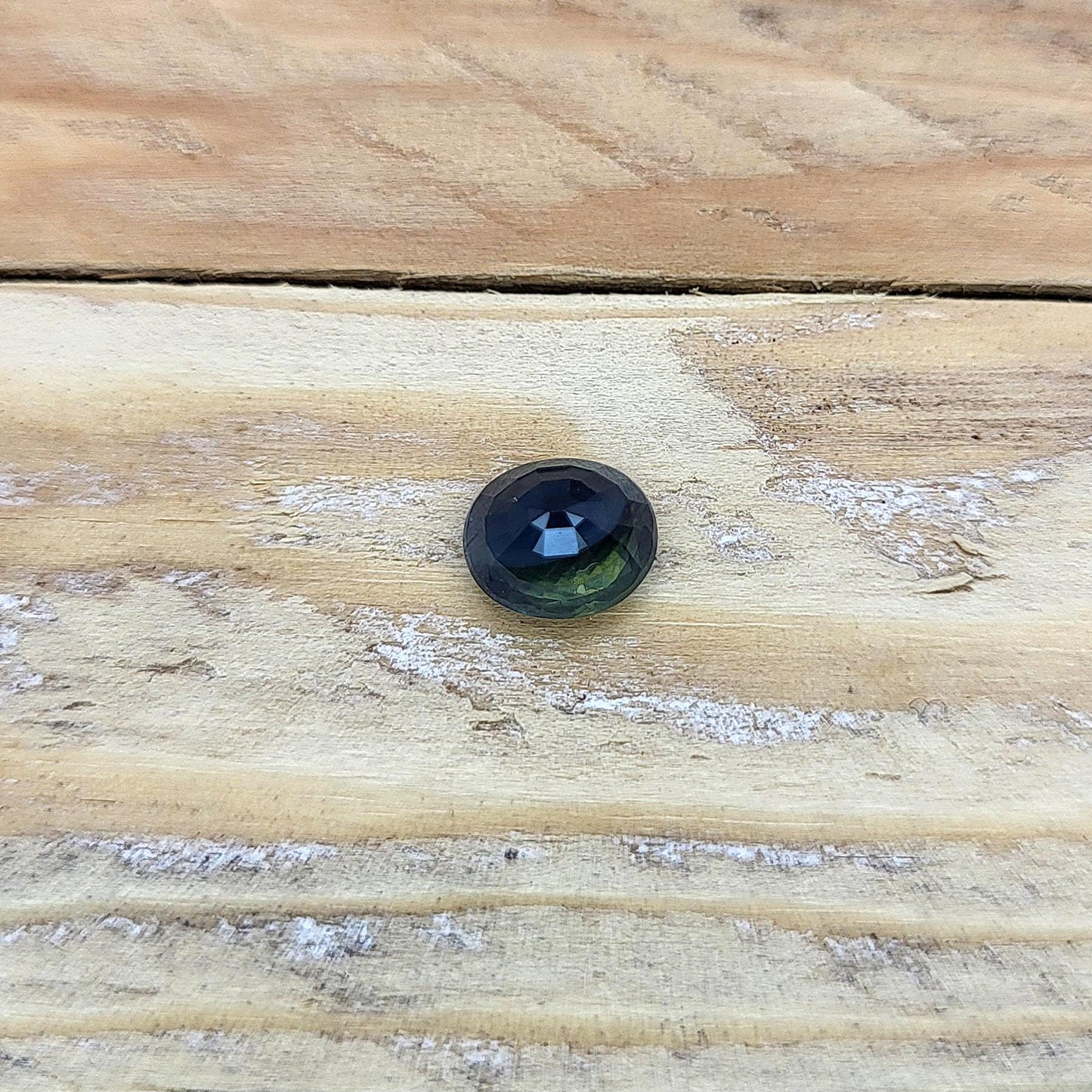 7x6mm Natural Dark Green-Blue Sapphire Oval 1.60 Carat Unheated Faceted Loose Gem