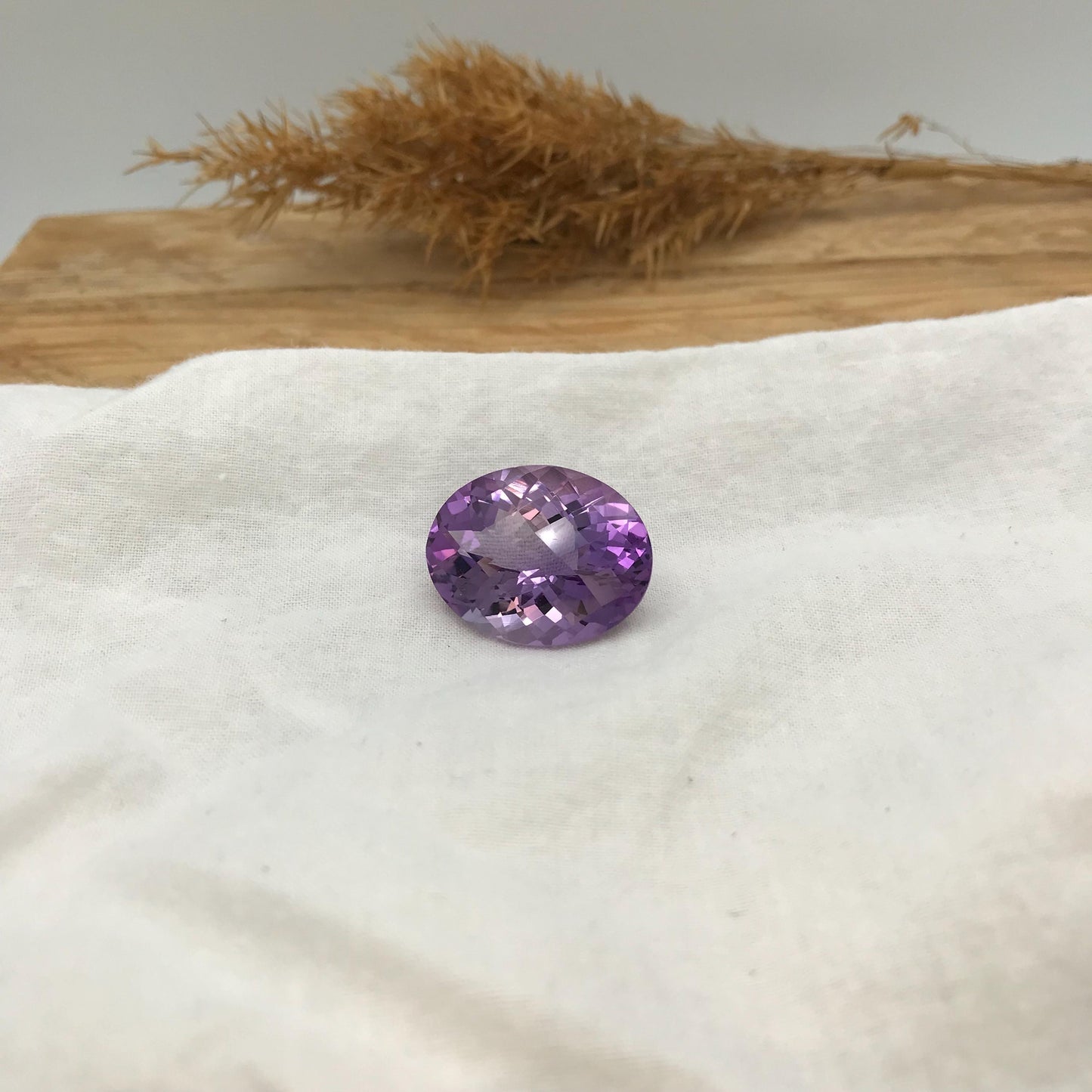 25x20mm Light Purple Amethyst, Checker Oval, 34 carat Loose Faceted Gemstone, February Birthstone
