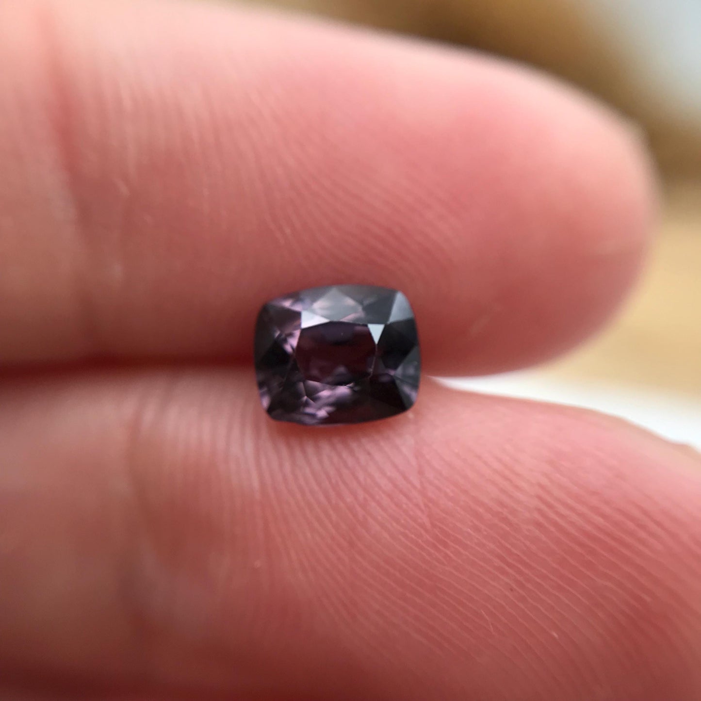 1.15 Ct Natural Purple Spinel 6.6x5.6mm Cushion Cut, Faceted Loose Gemstone, Chipped Stone
