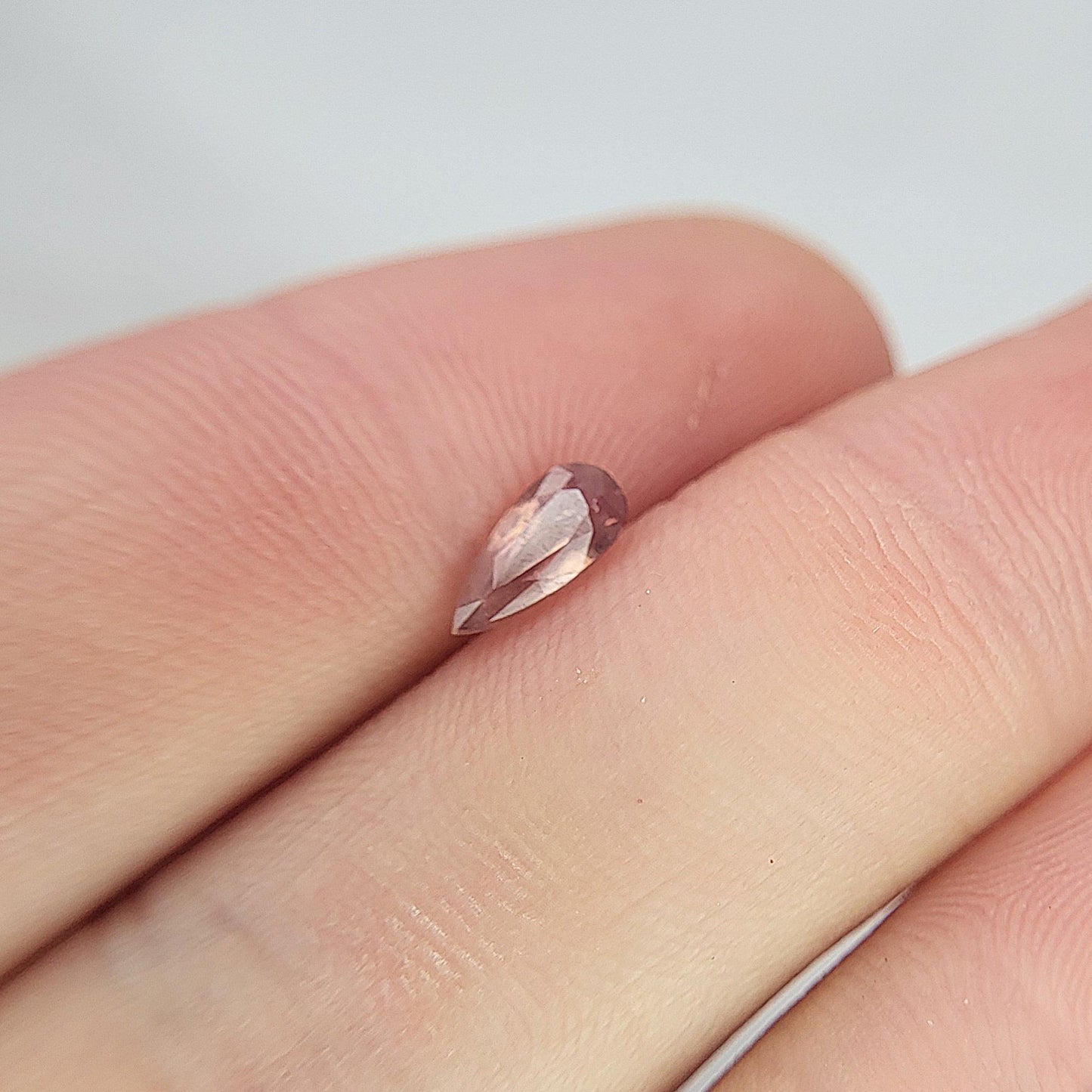 0.57 carat Natural Orangey Pink Sapphire 7.5x3.4mm, Pear Cut, Heated With Residues, Faceted Loose Gemstone, Earth Mined