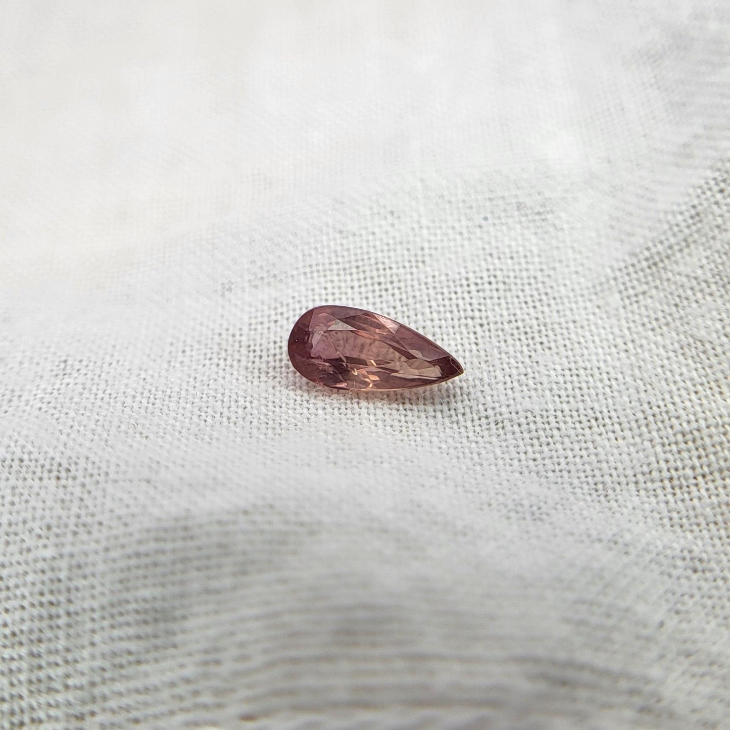 0.57 carat Natural Orangey Pink Sapphire 7.5x3.4mm, Pear Cut, Heated With Residues, Faceted Loose Gemstone, Earth Mined