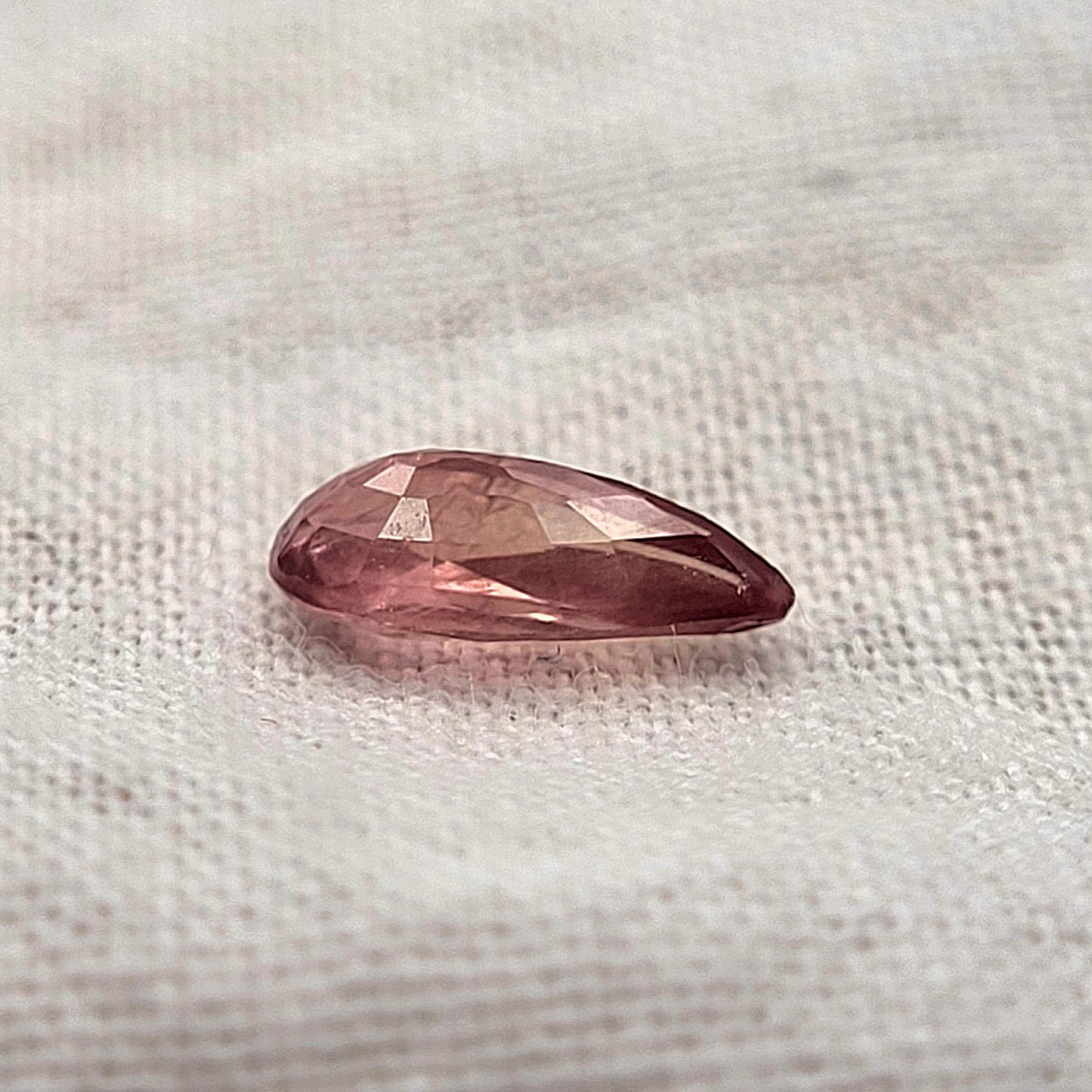0.57 carat Natural Orangey Pink Sapphire 7.5x3.4mm, Pear Cut, Heated With Residues, Faceted Loose Gemstone, Earth Mined