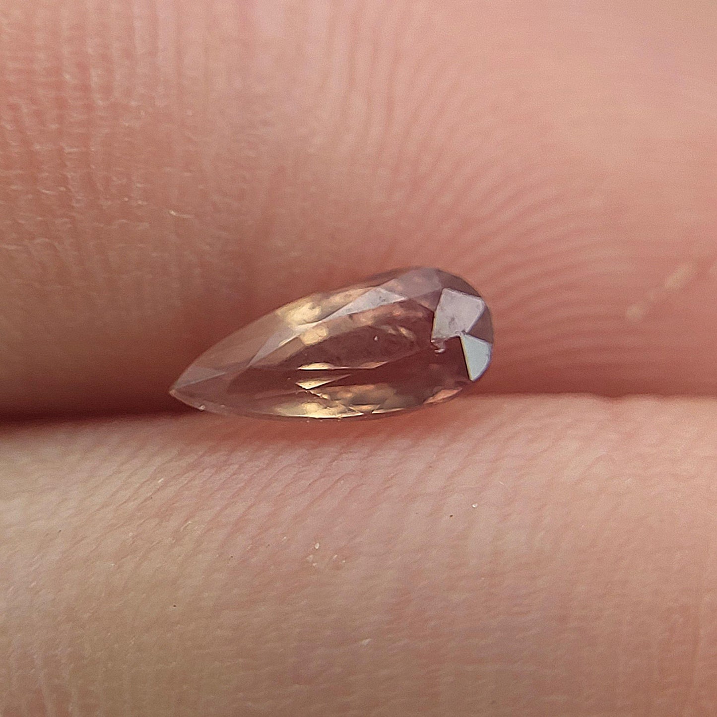 0.57 carat Natural Orangey Pink Sapphire 7.5x3.4mm, Pear Cut, Heated With Residues, Faceted Loose Gemstone, Earth Mined