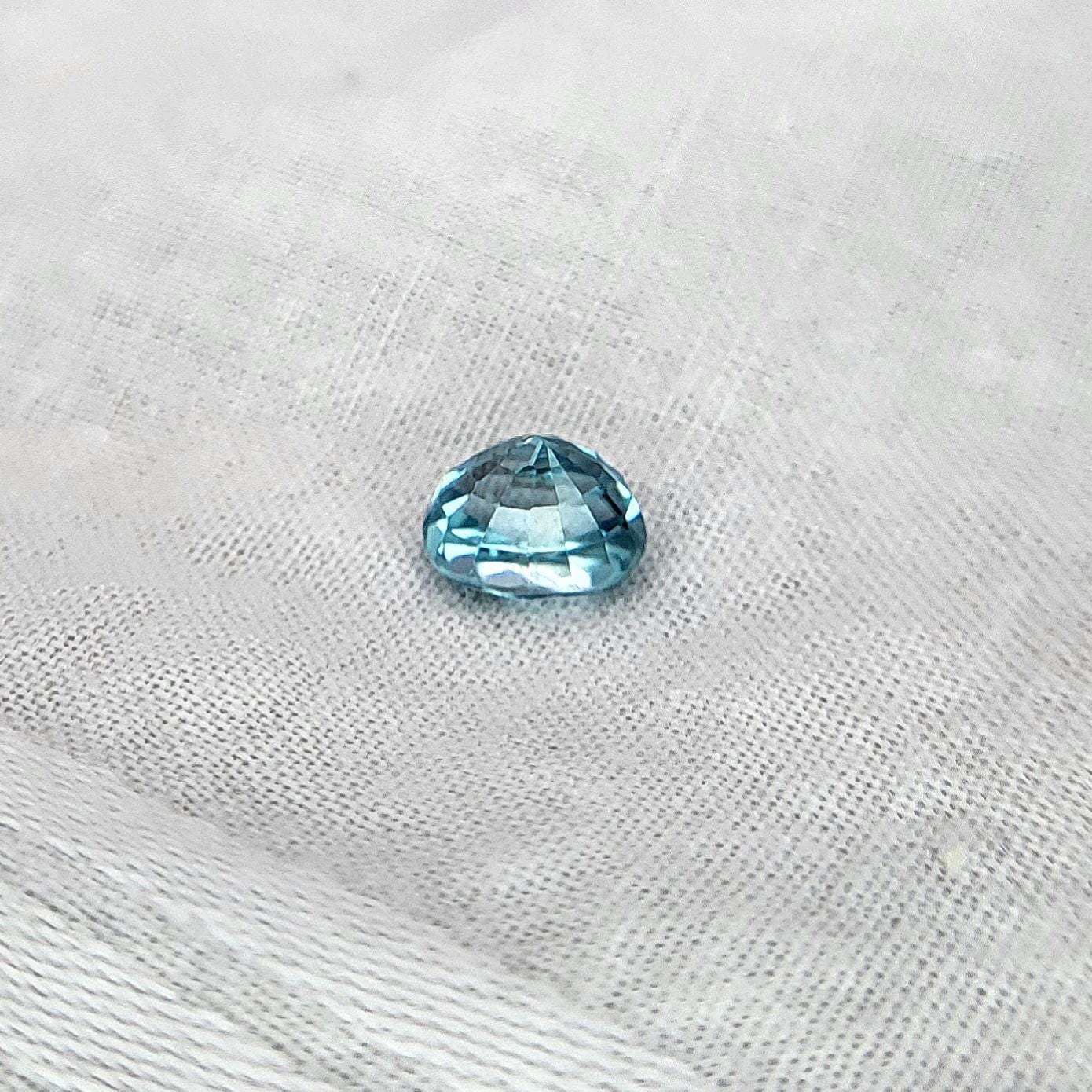 1.96 Carat Blue Zircon 7x5.2mm Oval Cut, Faceted Loose Gemstone