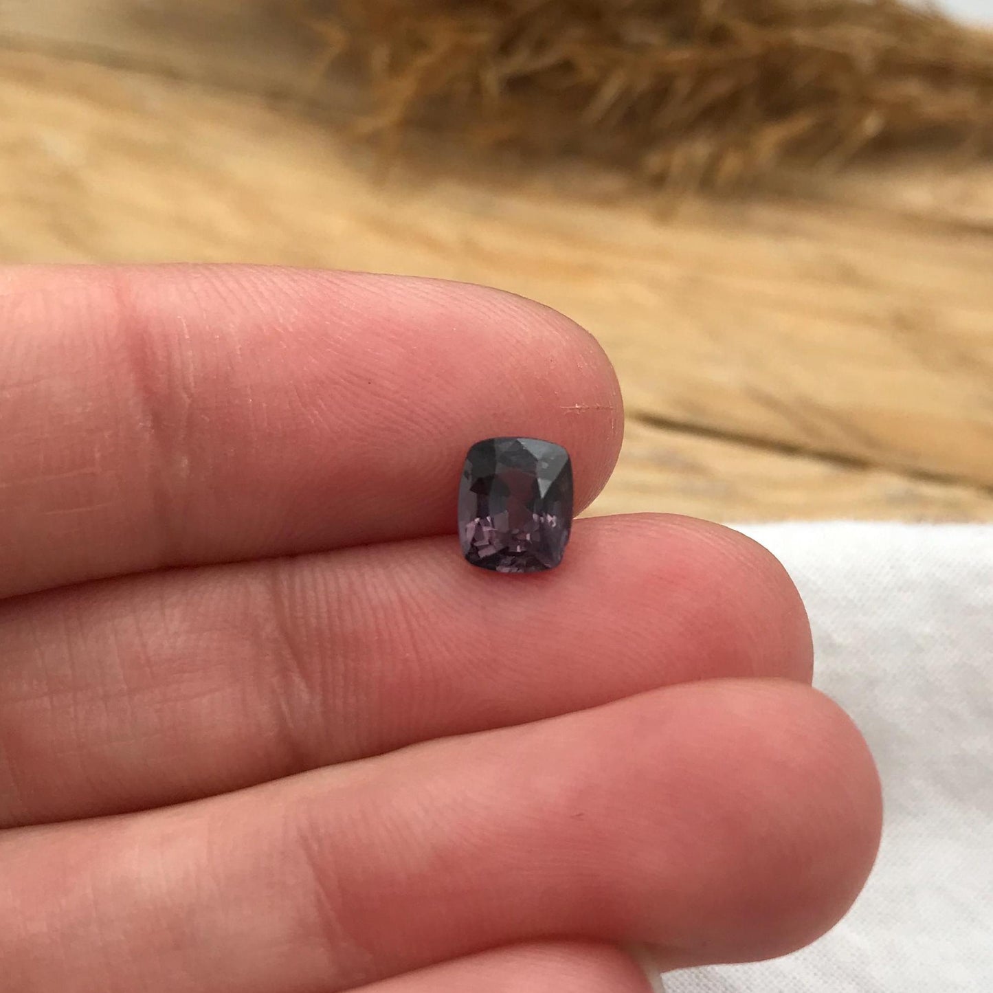 1.15 Ct Natural Purple Spinel 6.6x5.6mm Cushion Cut, Faceted Loose Gemstone, Chipped Stone