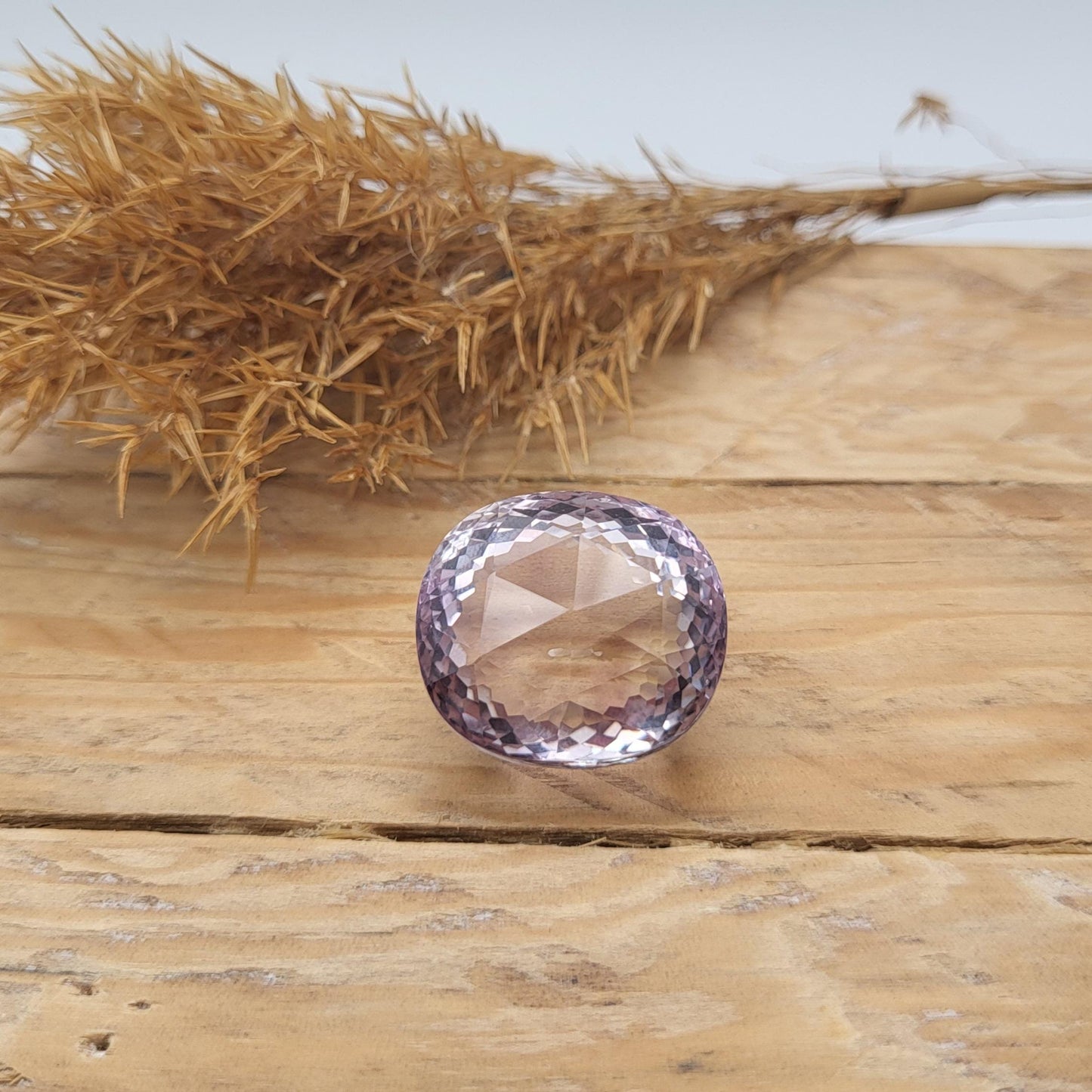 21.1x18.8mm Rose-Cut Light Purple Amethyst 41.10 ct, Gemstone Faceted, February Birthstone
