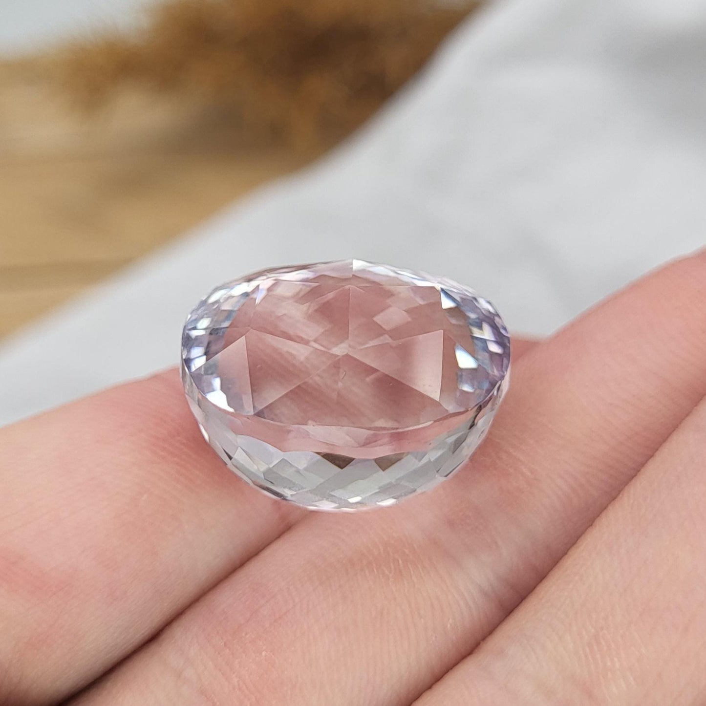 21.1x18.8mm Rose-Cut Light Purple Amethyst 41.10 ct, Gemstone Faceted, February Birthstone