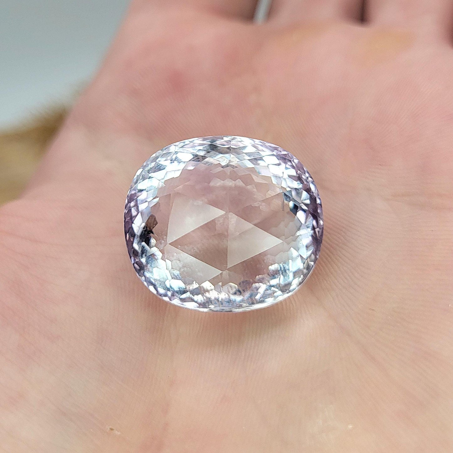 21.1x18.8mm Rose-Cut Light Purple Amethyst 41.10 ct, Gemstone Faceted, February Birthstone