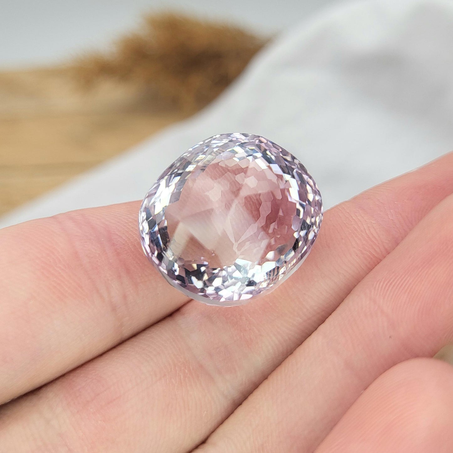 21.1x18.8mm Rose-Cut Light Purple Amethyst 41.10 ct, Gemstone Faceted, February Birthstone