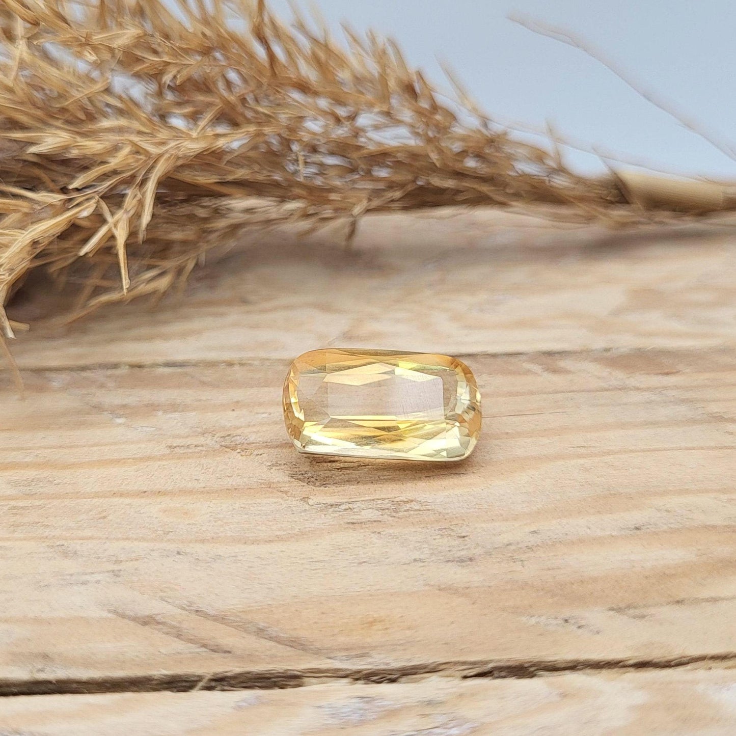 5.52 Carat Yellow-Orange Citrine 14.3x8.3mm long Cushion Cut, November Birthstone