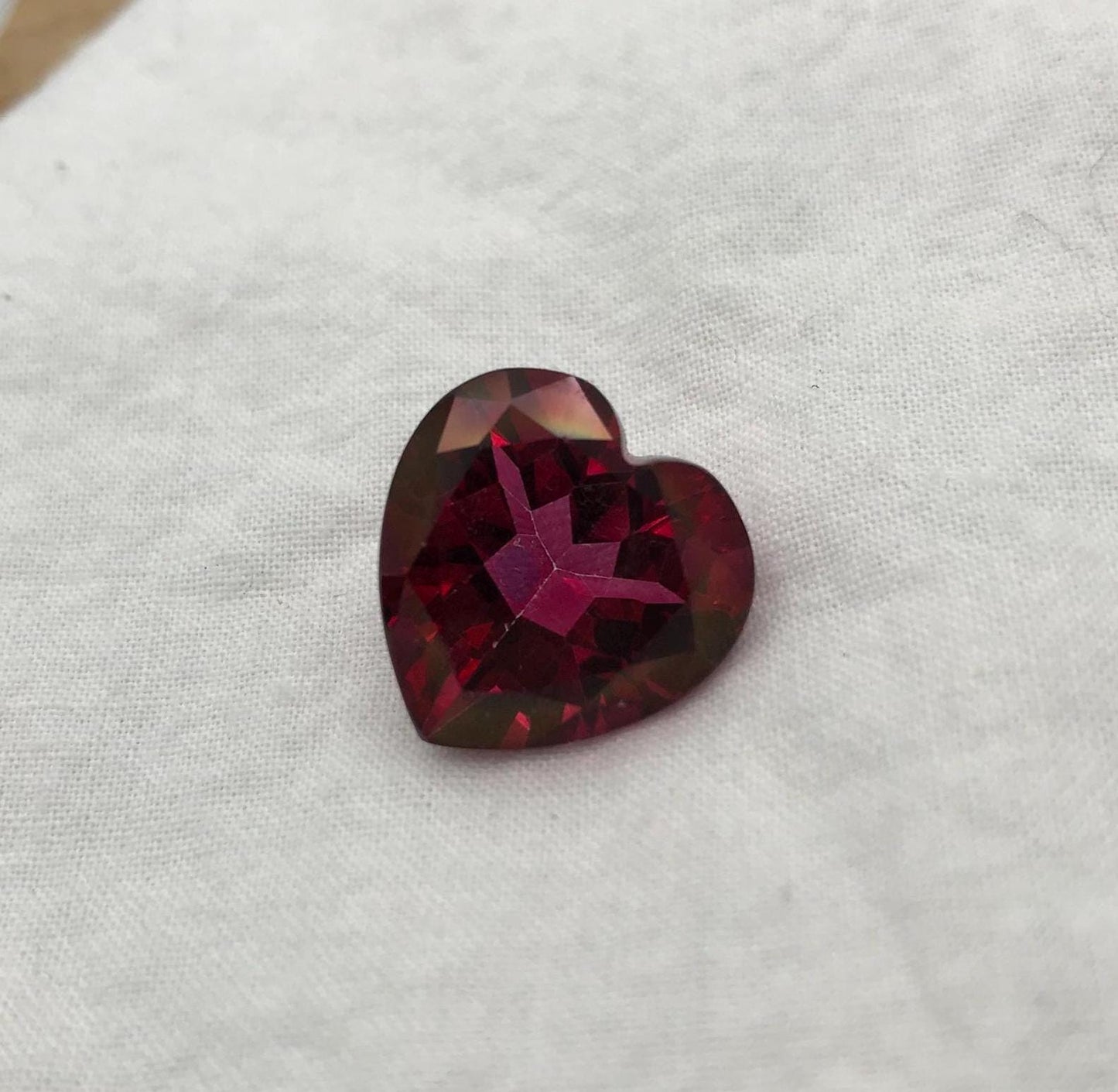 17mm Coated Topaz 18.61 carat, Heart Cut, Faceted Loose Pink-Red Color Stone, Recycled Gem