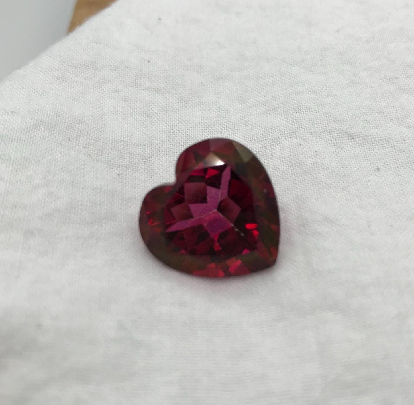 17mm Coated Topaz 18.61 carat, Heart Cut, Faceted Loose Pink-Red Color Stone, Recycled Gem