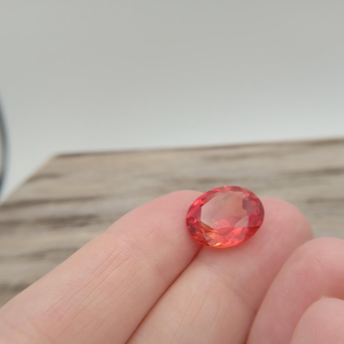 8.57 Carat Orange Lab Sapphire 14.1x12 mm Oval Cut, Faceted Loose Gemstone, Lab Created Gem