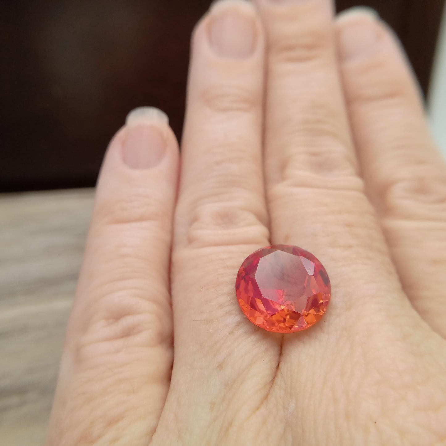 8.57 Carat Orange Lab Sapphire 14.1x12 mm Oval Cut, Faceted Loose Gemstone, Lab Created Gem