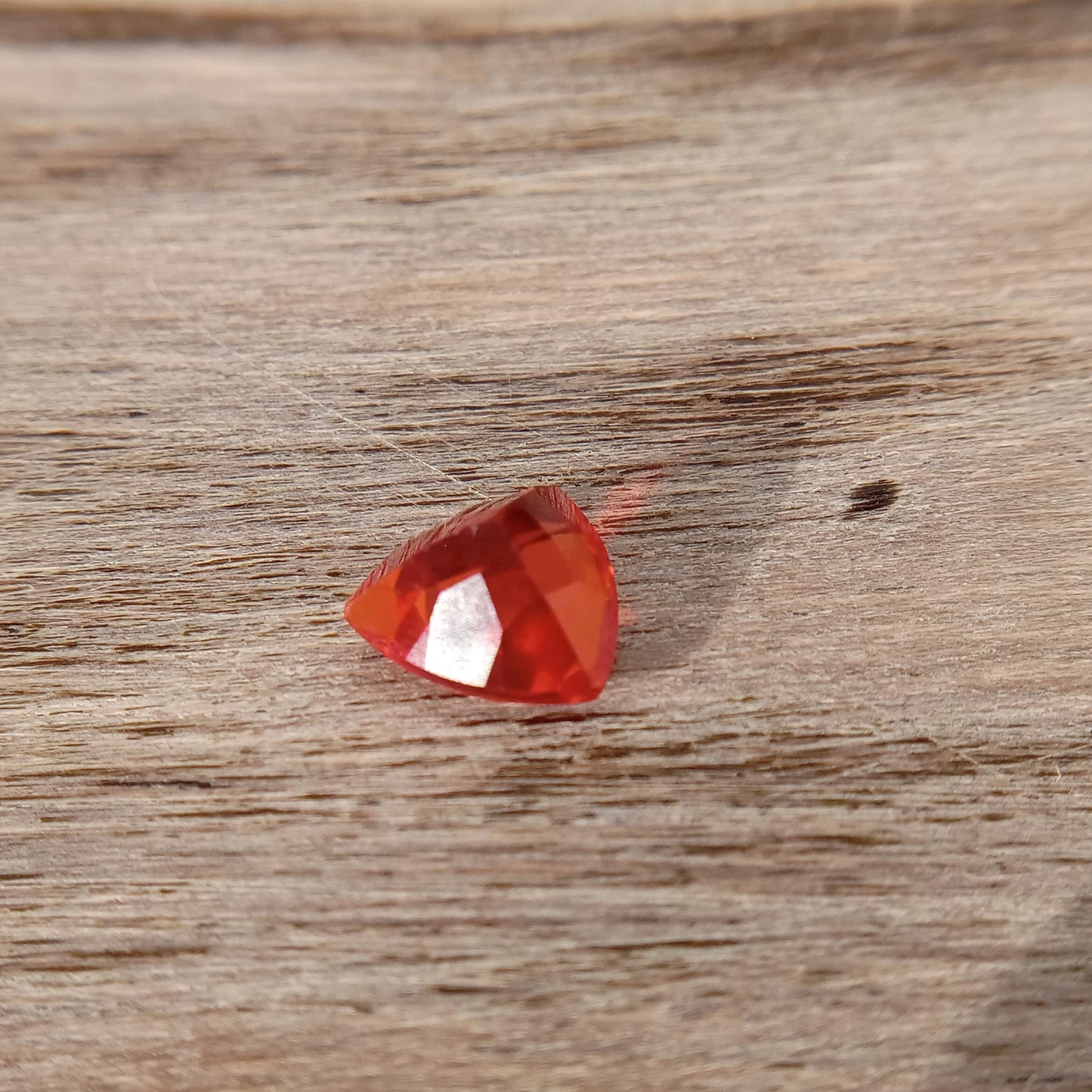 4.52 Ct Orange Synthetic Sapphire 10x10x10mm Trillion Cut, Faceted Loose Gemstone