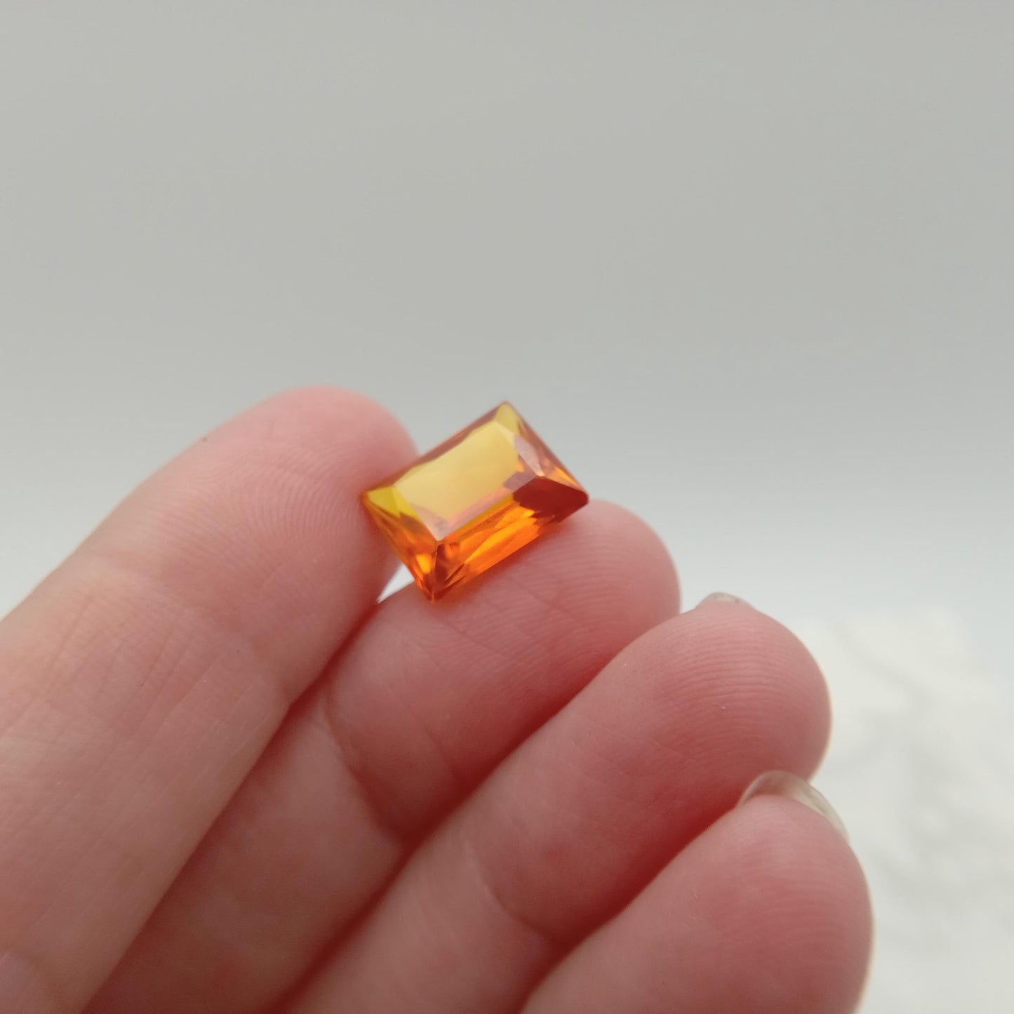 12x9.8mm Orange Lab Sapphire 7.68 Carat Rectangle Cut