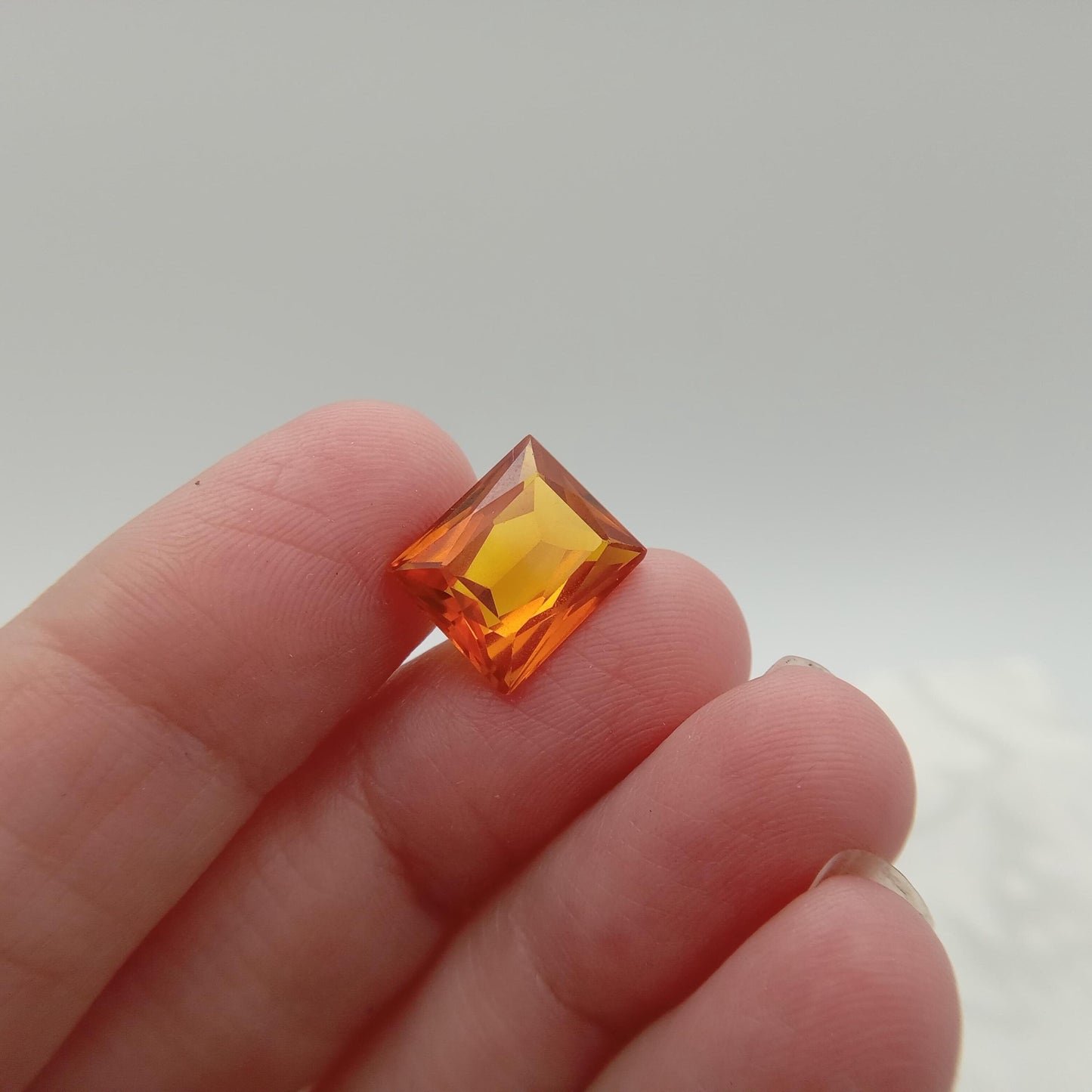 12x9.8mm Orange Lab Sapphire 7.68 Carat Rectangle Cut