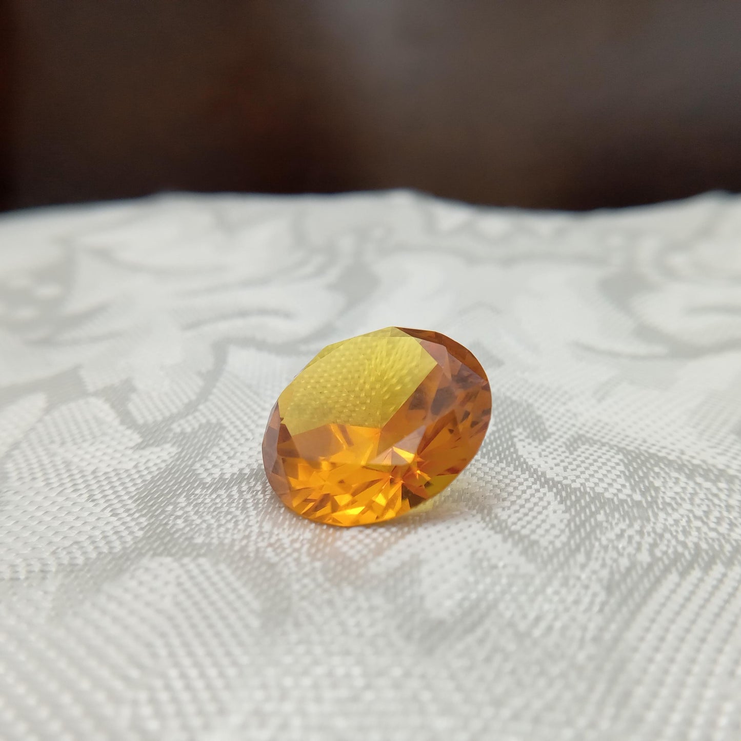 16mm Round Orange Yellow Synthetic Sapphire, 15.91 carat, Faceted Loose Gemstone