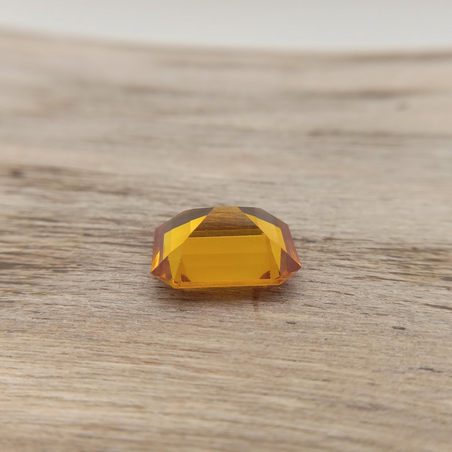 Orangey Yellow Lab Sapphire 8.96 Carat Rectangle Cut, Faceted Loose Synthetic Corundum 13.2x10.9mm