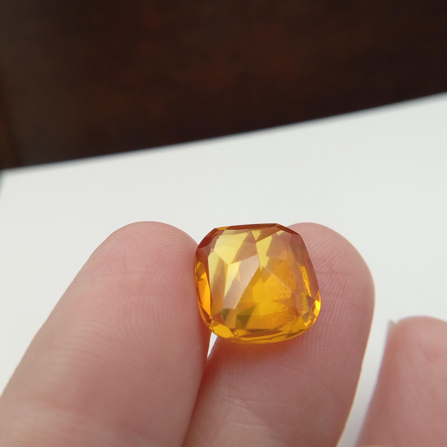 14.1x12mm Yellow Lab Sapphire 9.04 Carat, Rectangle Cut, Faceted Loose Gemstone, Synthetic Corundum