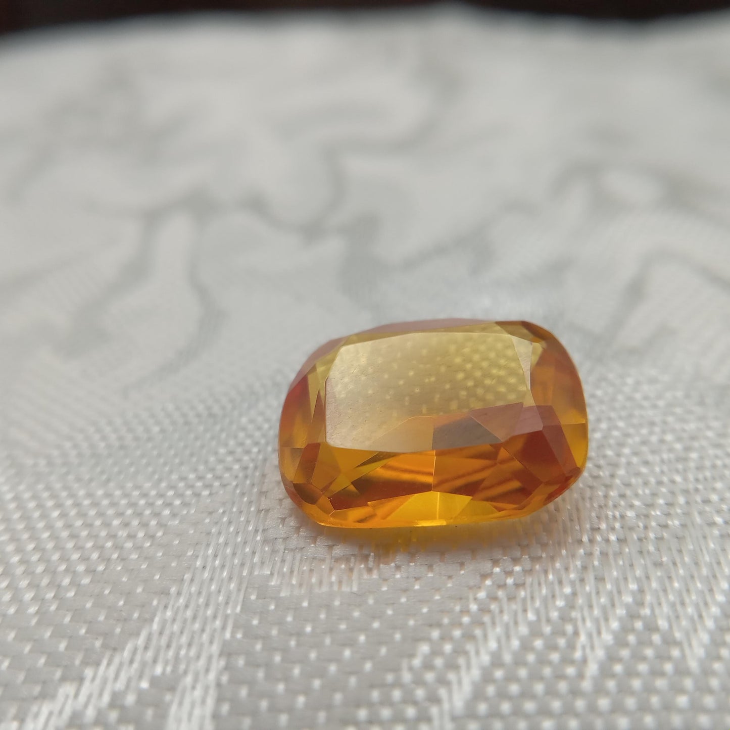 14.1x12mm Yellow Lab Sapphire 9.04 Carat, Rectangle Cut, Faceted Loose Gemstone, Synthetic Corundum