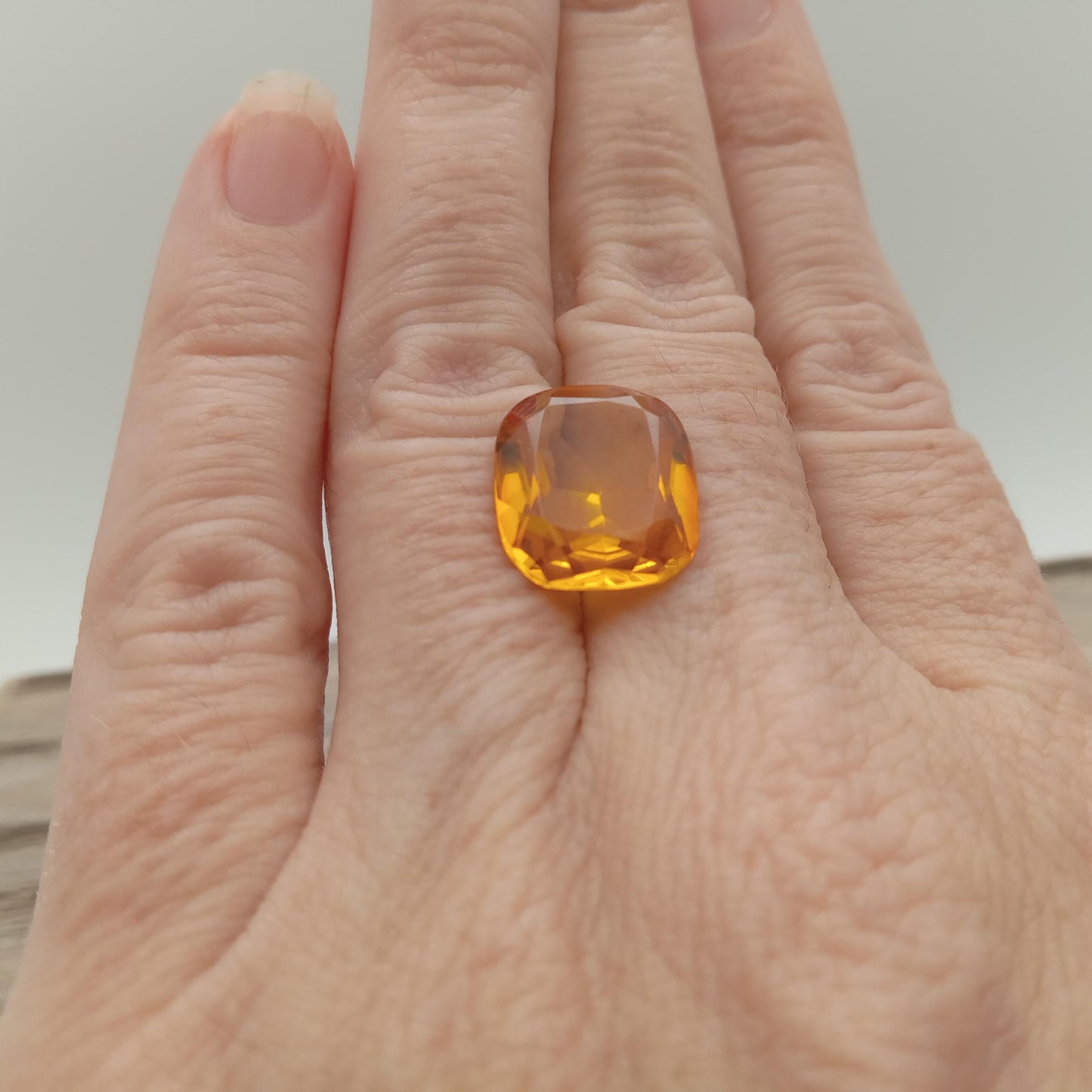 14.1x12mm Yellow Lab Sapphire 9.04 Carat, Rectangle Cut, Faceted Loose Gemstone, Synthetic Corundum