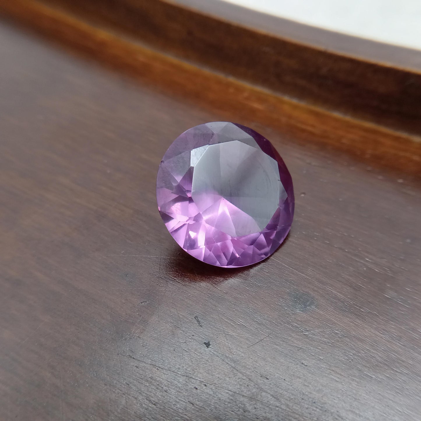 Lab Created Purple Sapphire Round Cut 21.18 Carat, Faceted Lab Grown Corundum- Alexandrite Replacement 17.8mm color change