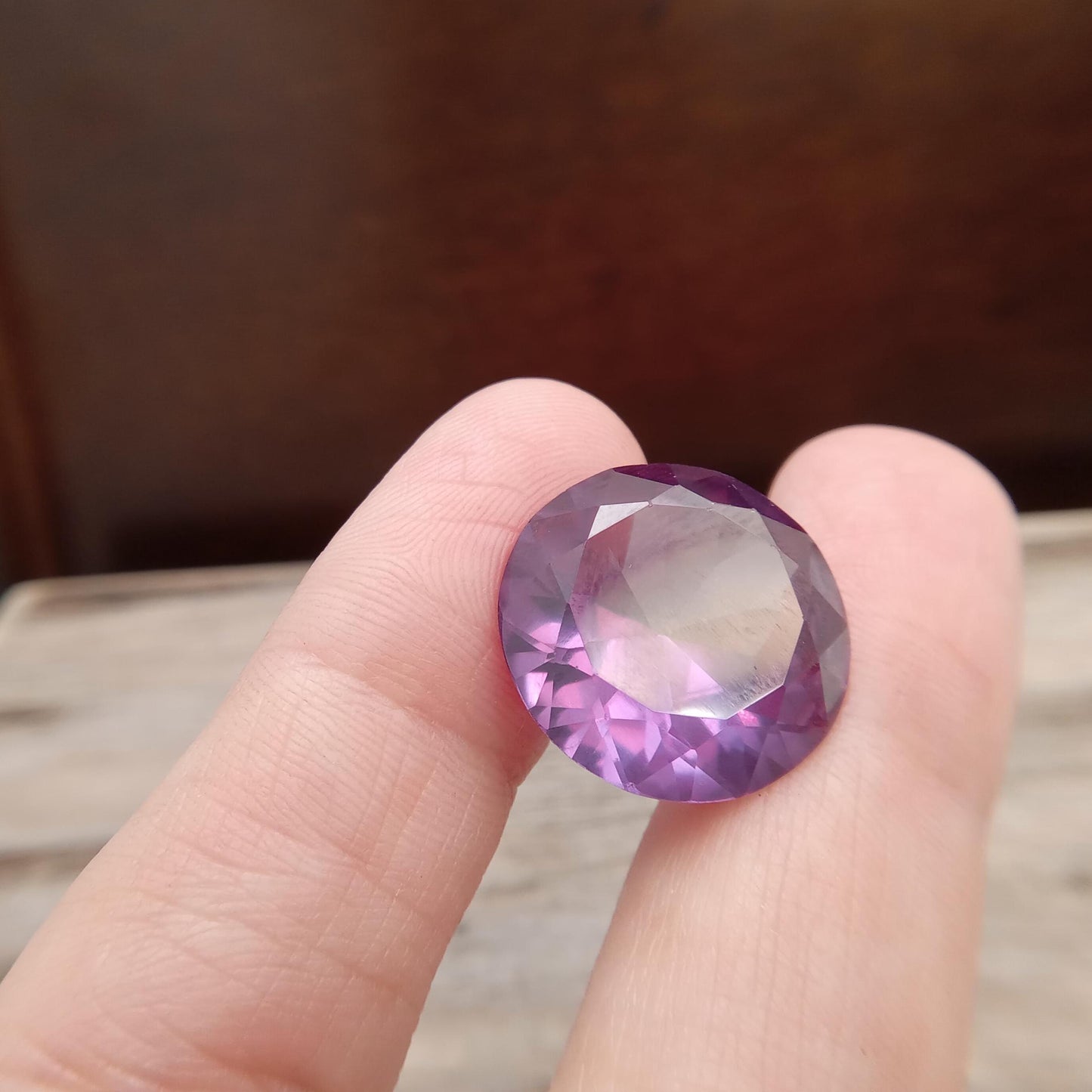 Lab Created Purple Sapphire Round Cut 21.18 Carat, Faceted Lab Grown Corundum- Alexandrite Replacement 17.8mm color change