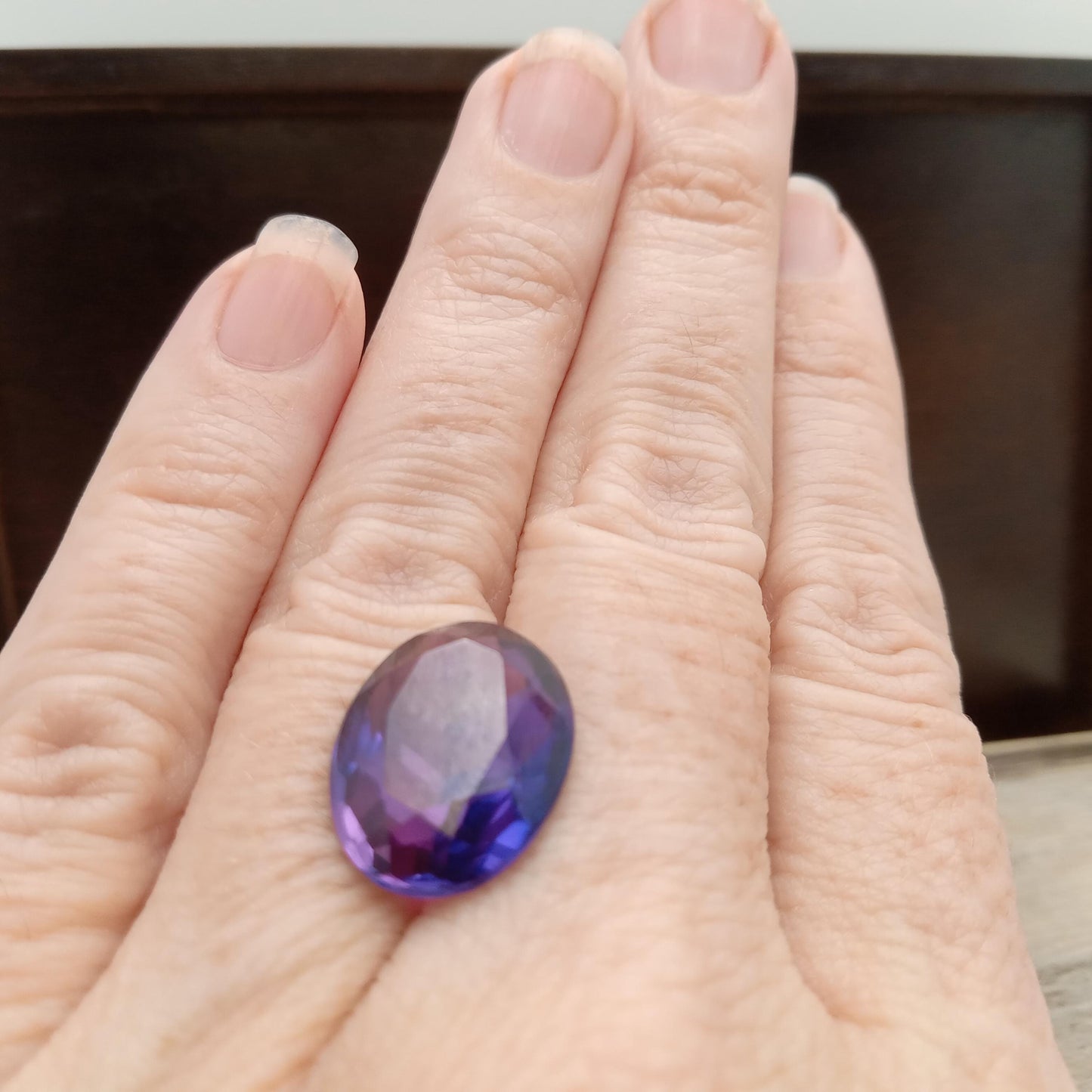 Lab Created Purple Sapphire Oval Cut 10.88 Carat, Faceted Lab Grown Corundum- Alexandrite Replacement 16.3x12.1mm color change