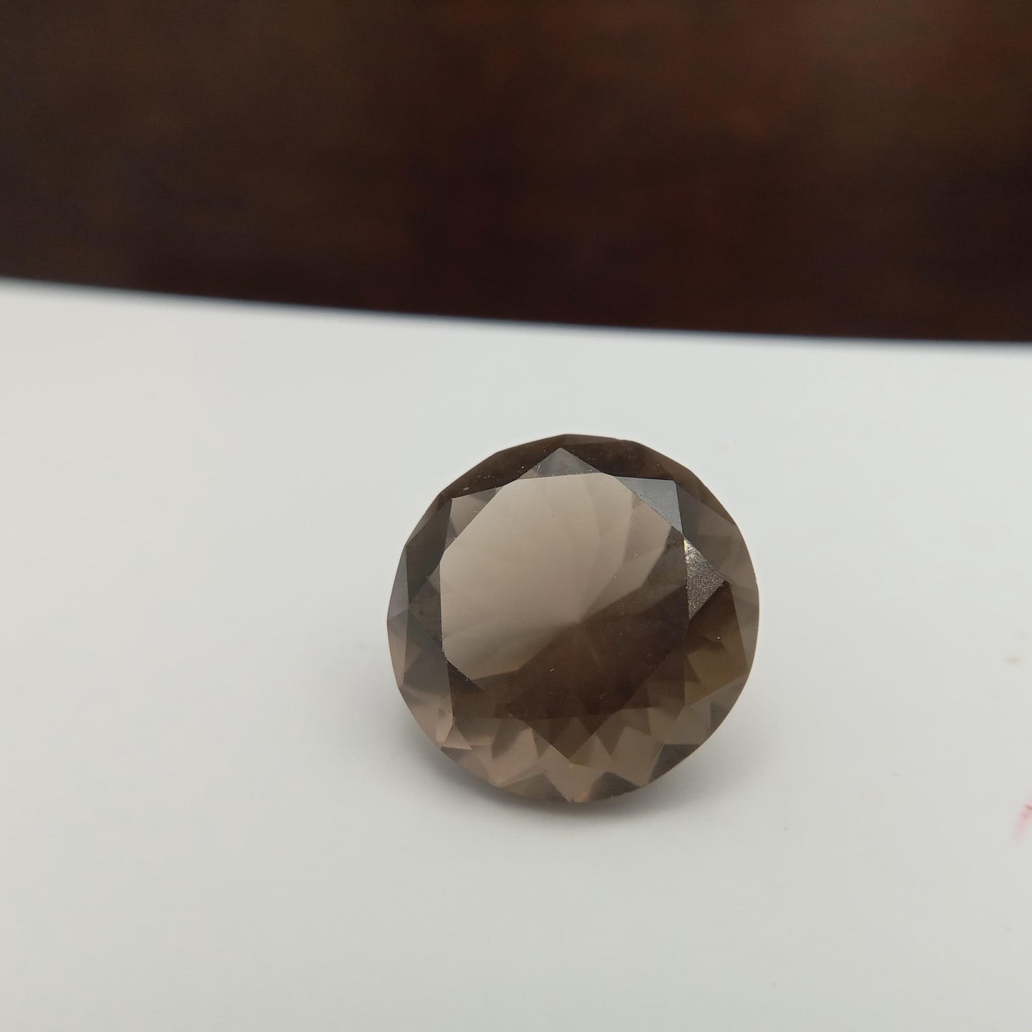 15.7 mm Smoky Quartz 11.92 carat, Round, Brown Faceted Loose Gemstone, Recycled Gemstone