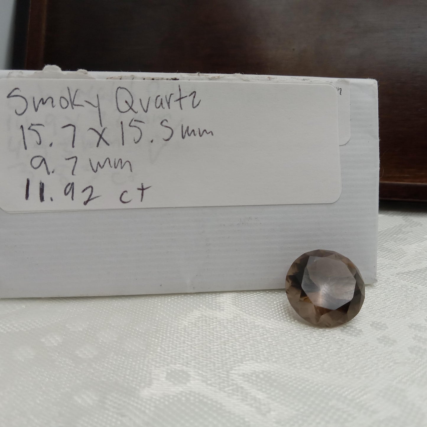 15.7 mm Smoky Quartz 11.92 carat, Round, Brown Faceted Loose Gemstone, Recycled Gemstone