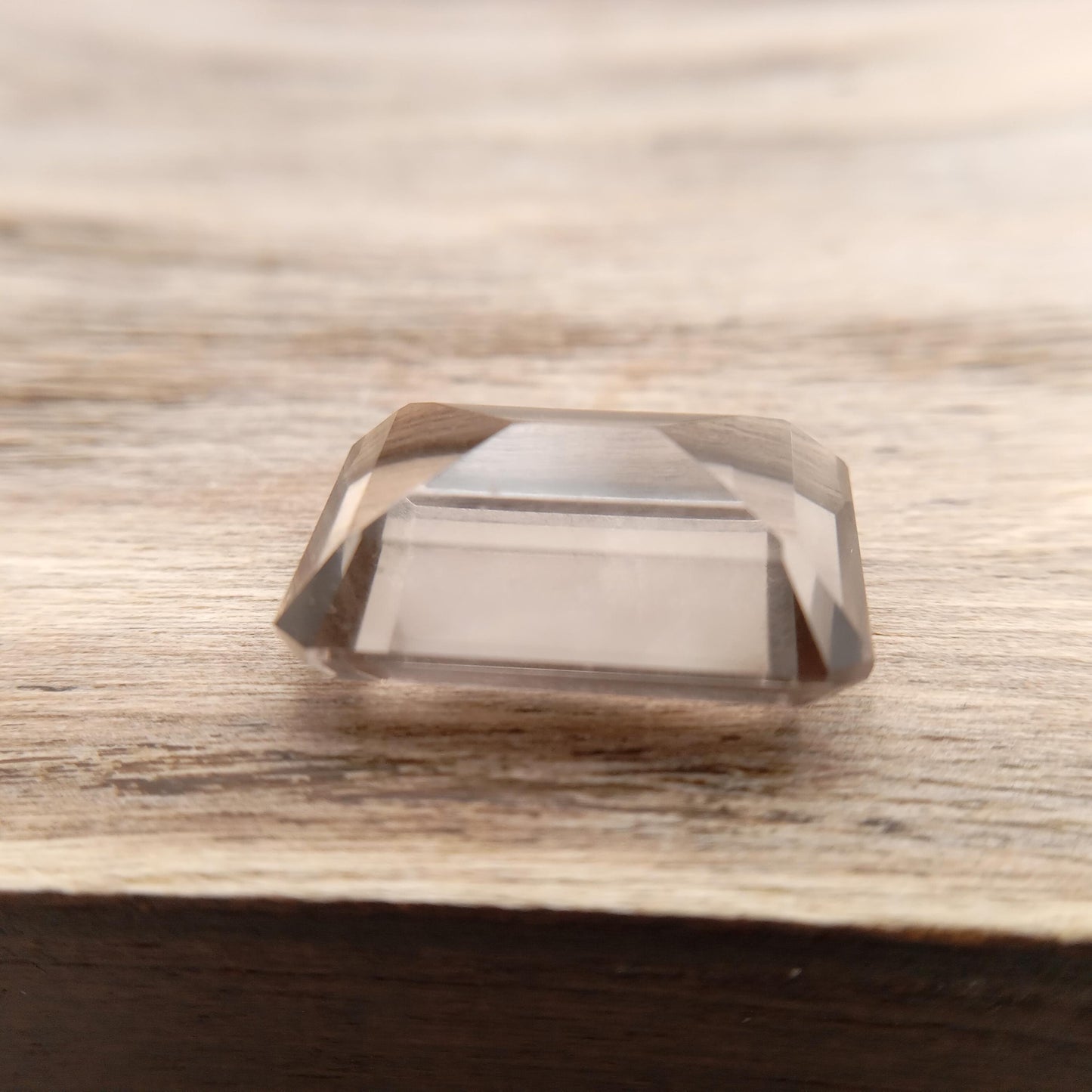 13.57 Carat Smoky Quartz 17.6x12.8mm Emerald cut, Faceted Loose Light Brown Gemstone