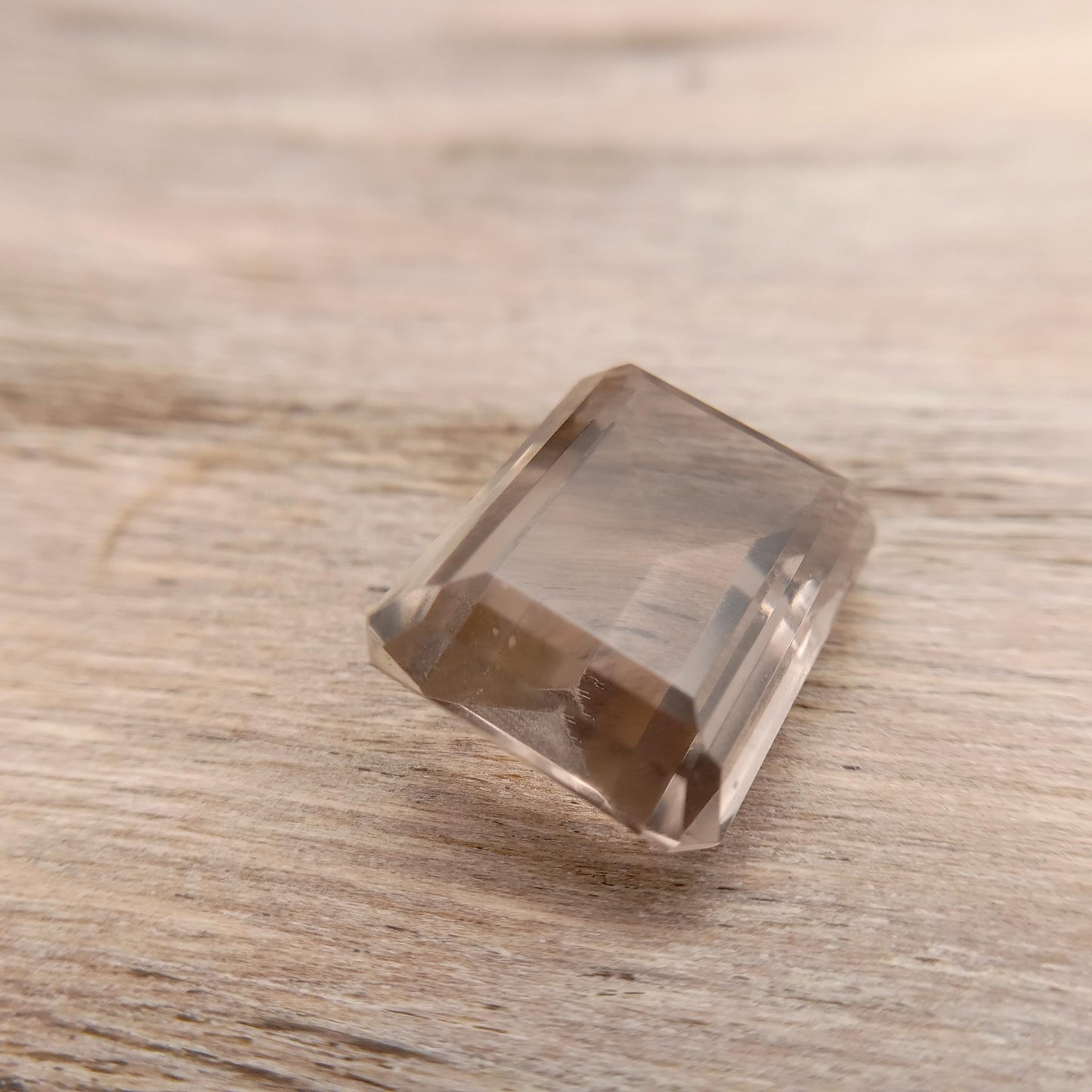 13.57 Carat Smoky Quartz 17.6x12.8mm Emerald cut, Faceted Loose Light Brown Gemstone