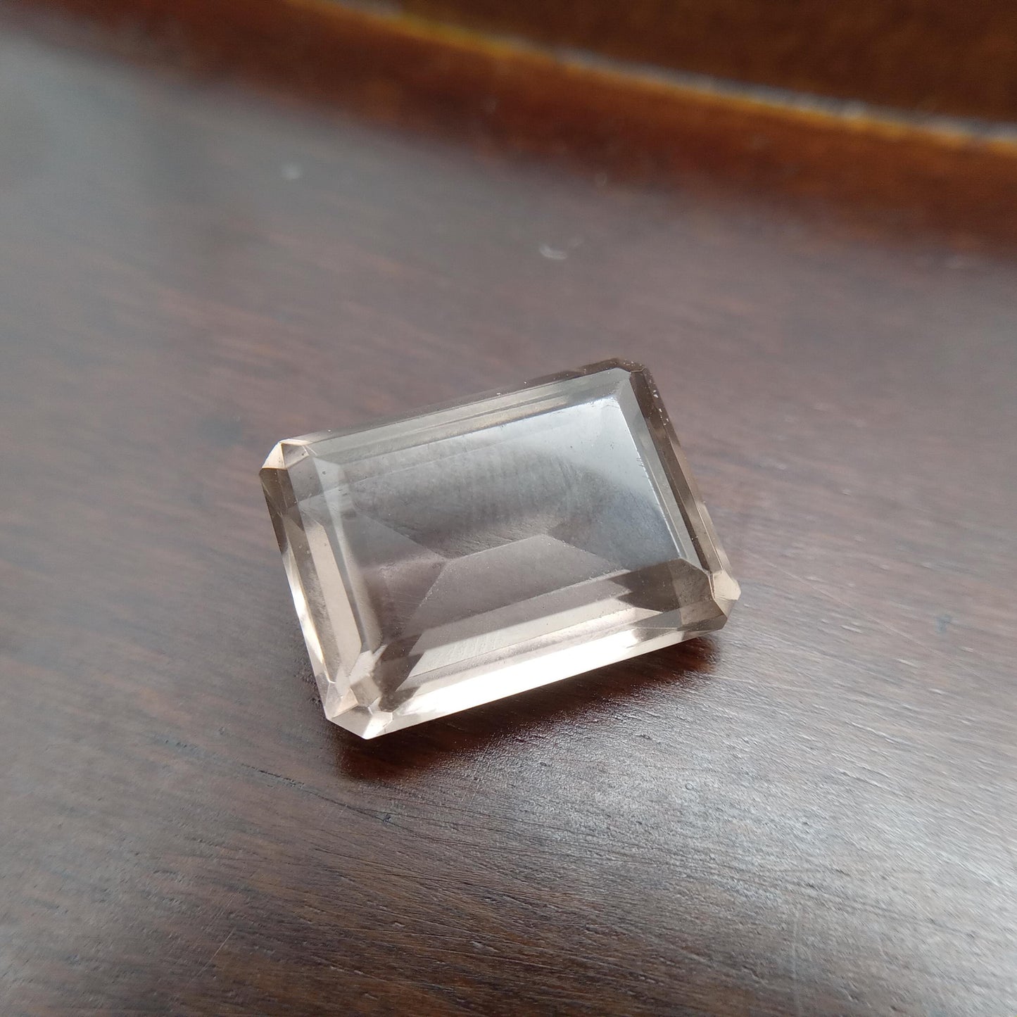 13.57 Carat Smoky Quartz 17.6x12.8mm Emerald cut, Faceted Loose Light Brown Gemstone
