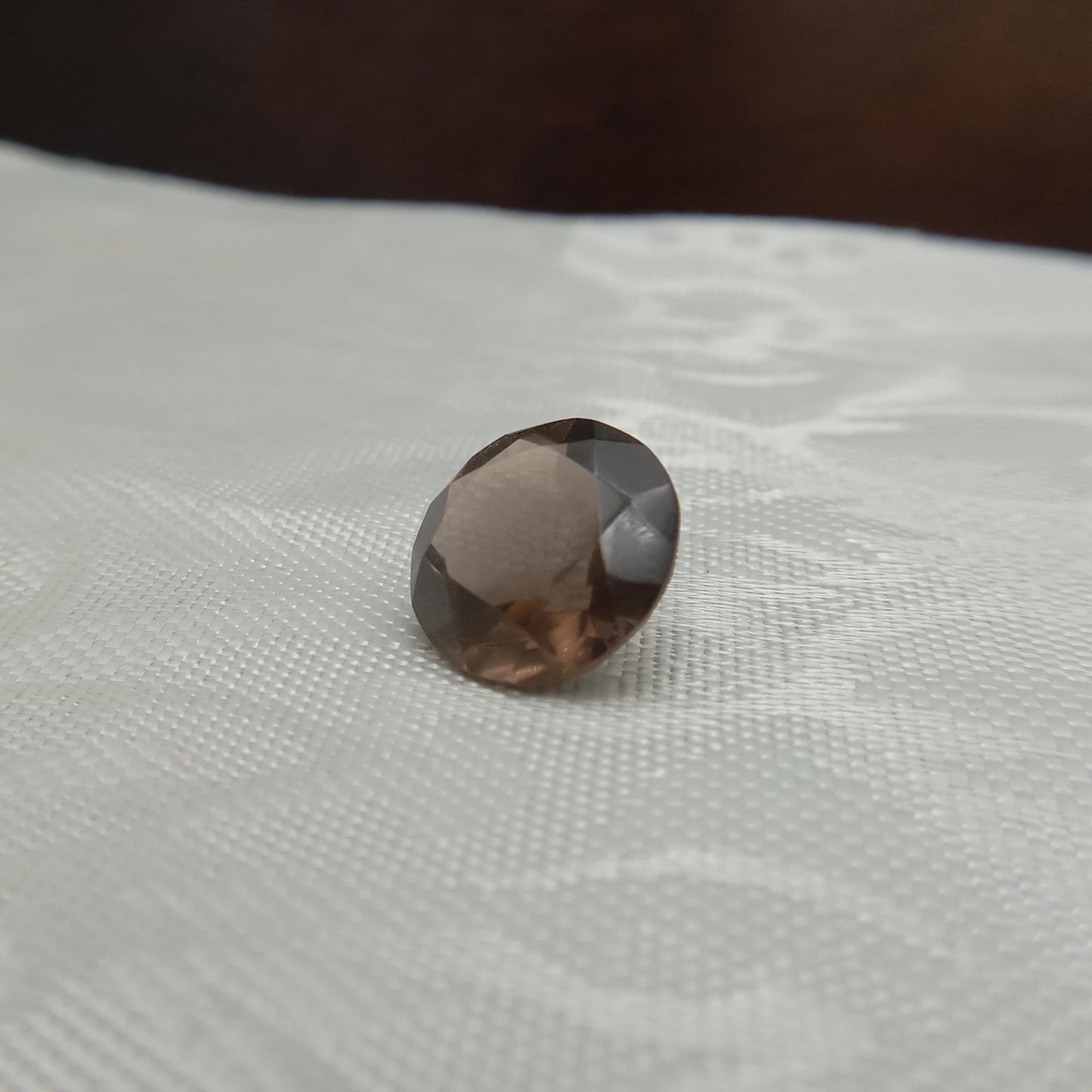13mm Smoky Quartz 7.17 carat, Round, Brown Faceted Loose Gemstone, Recycled Gemstone