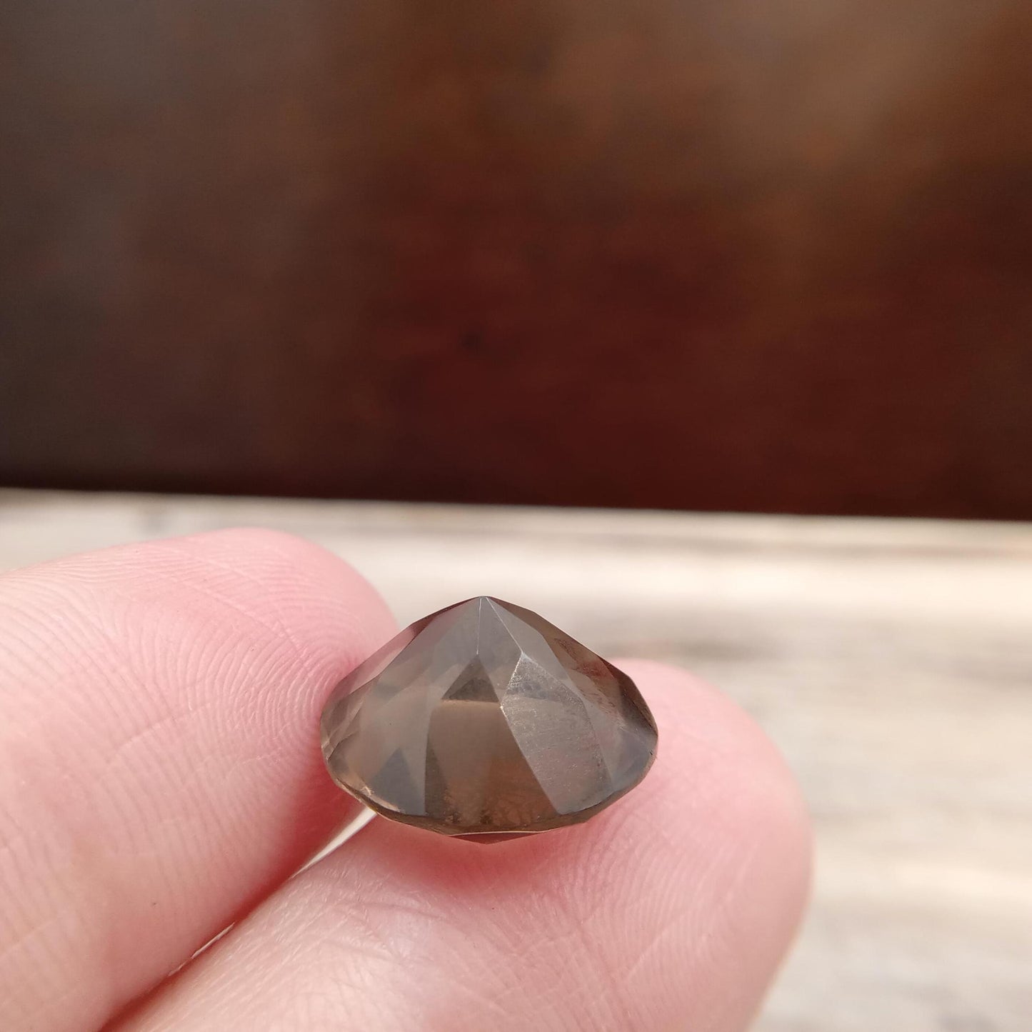 13mm Smoky Quartz 7.17 carat, Round, Brown Faceted Loose Gemstone, Recycled Gemstone
