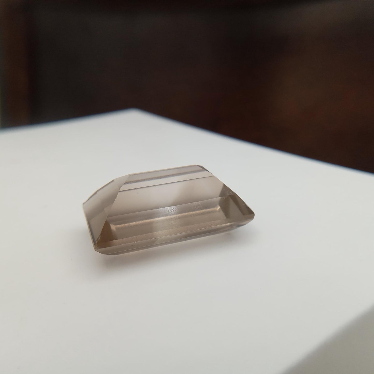 30.37 Carat Smoky Quartz 24.5x14.9mm Baguette cut, Faceted Loose Large Brown Gemstone