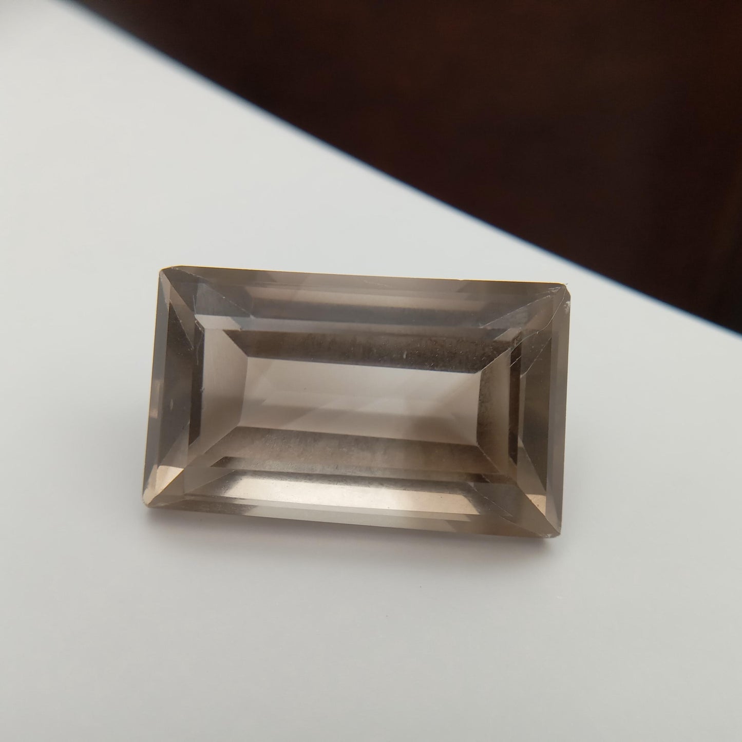 30.37 Carat Smoky Quartz 24.5x14.9mm Baguette cut, Faceted Loose Large Brown Gemstone