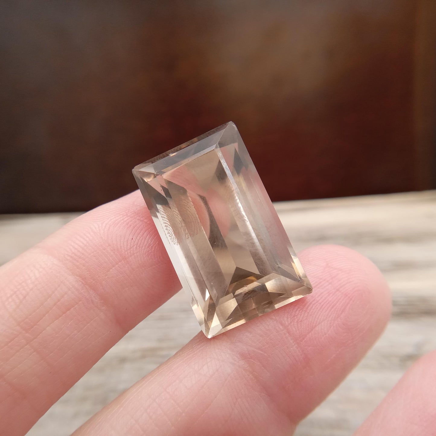 30.37 Carat Smoky Quartz 24.5x14.9mm Baguette cut, Faceted Loose Large Brown Gemstone