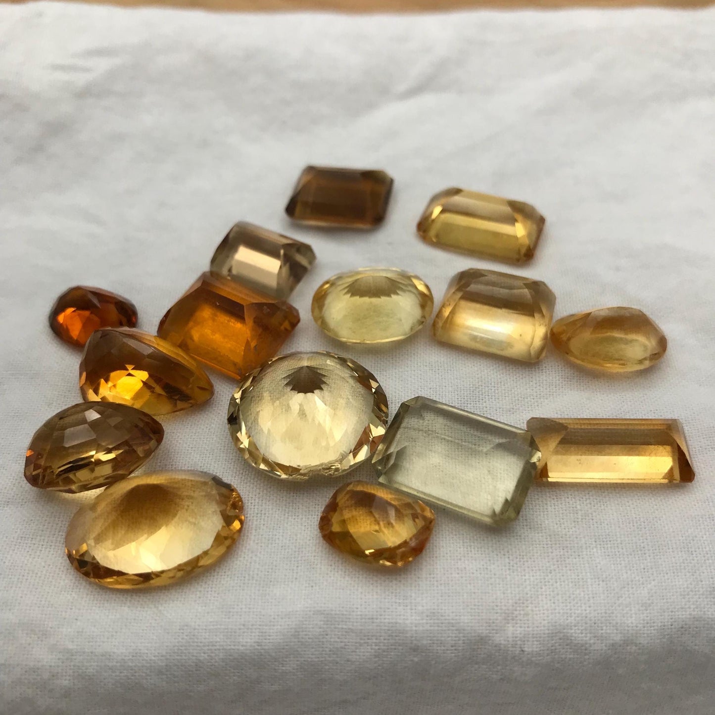 123 carat Lot of Worn Citrine, 15 Stones, Worn Faceted Discount Gemstone, Reclaimed/Recycled, Pre-formed Facet Rough, Re-cutting