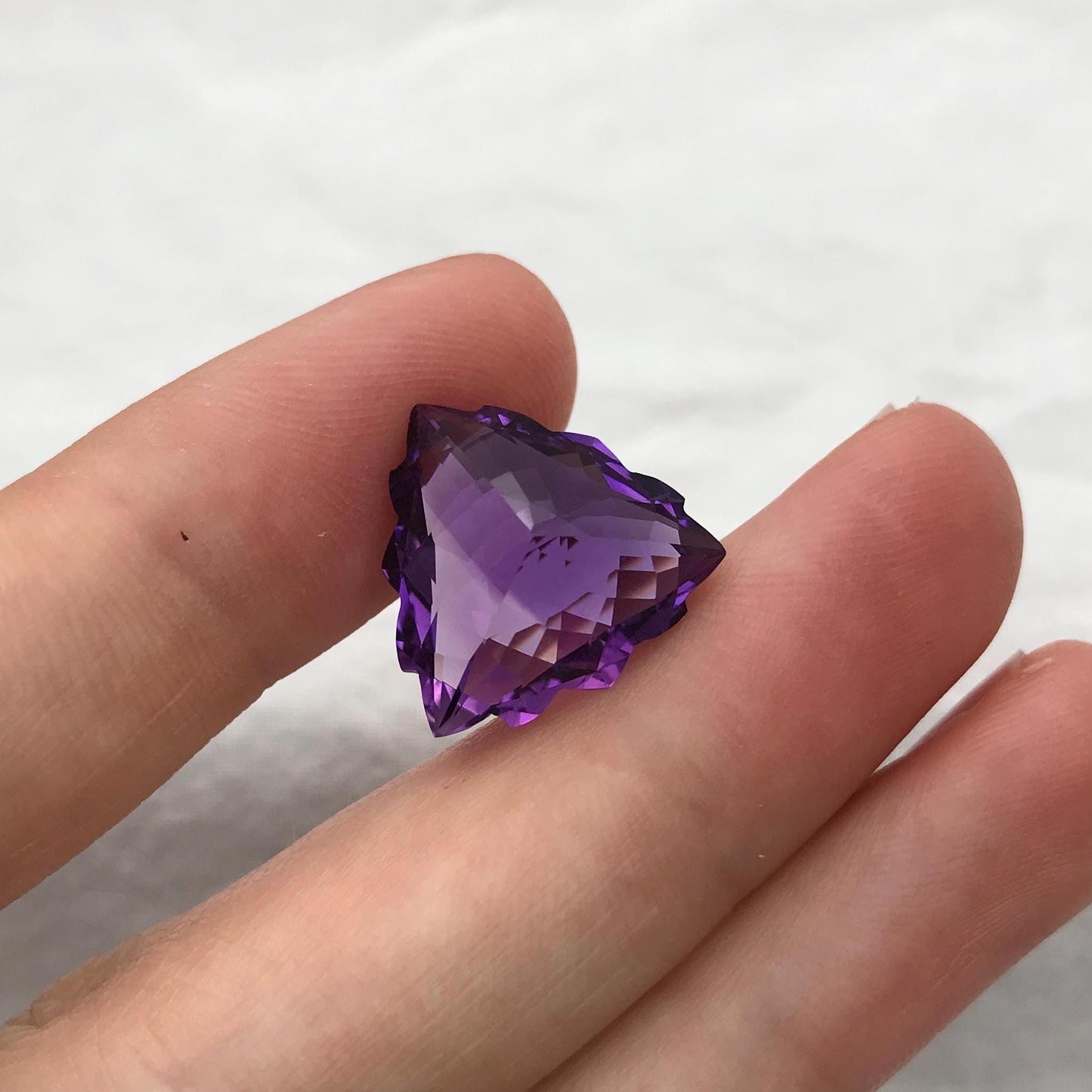 16.4mm Purple Amethyst, Fancy Trillion Cut 12 carat Loose Gemstone Faceted  February Birthstone, USA Seller