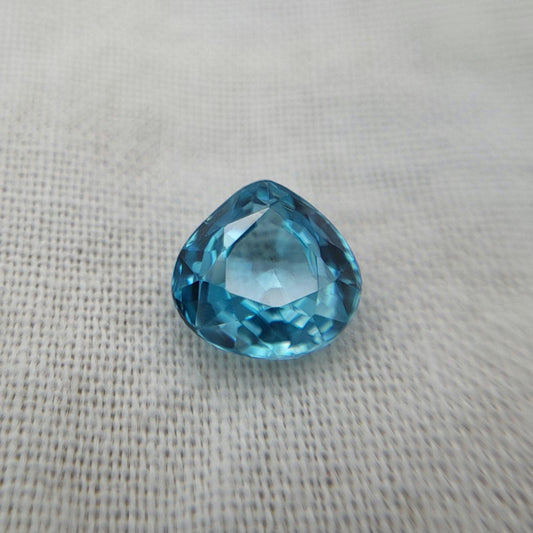 Natural Zircon 1.56 carat 6.7x6.4mm Blue Pear Loose Gemstone, Unmounted Zircon, December Birthstone
