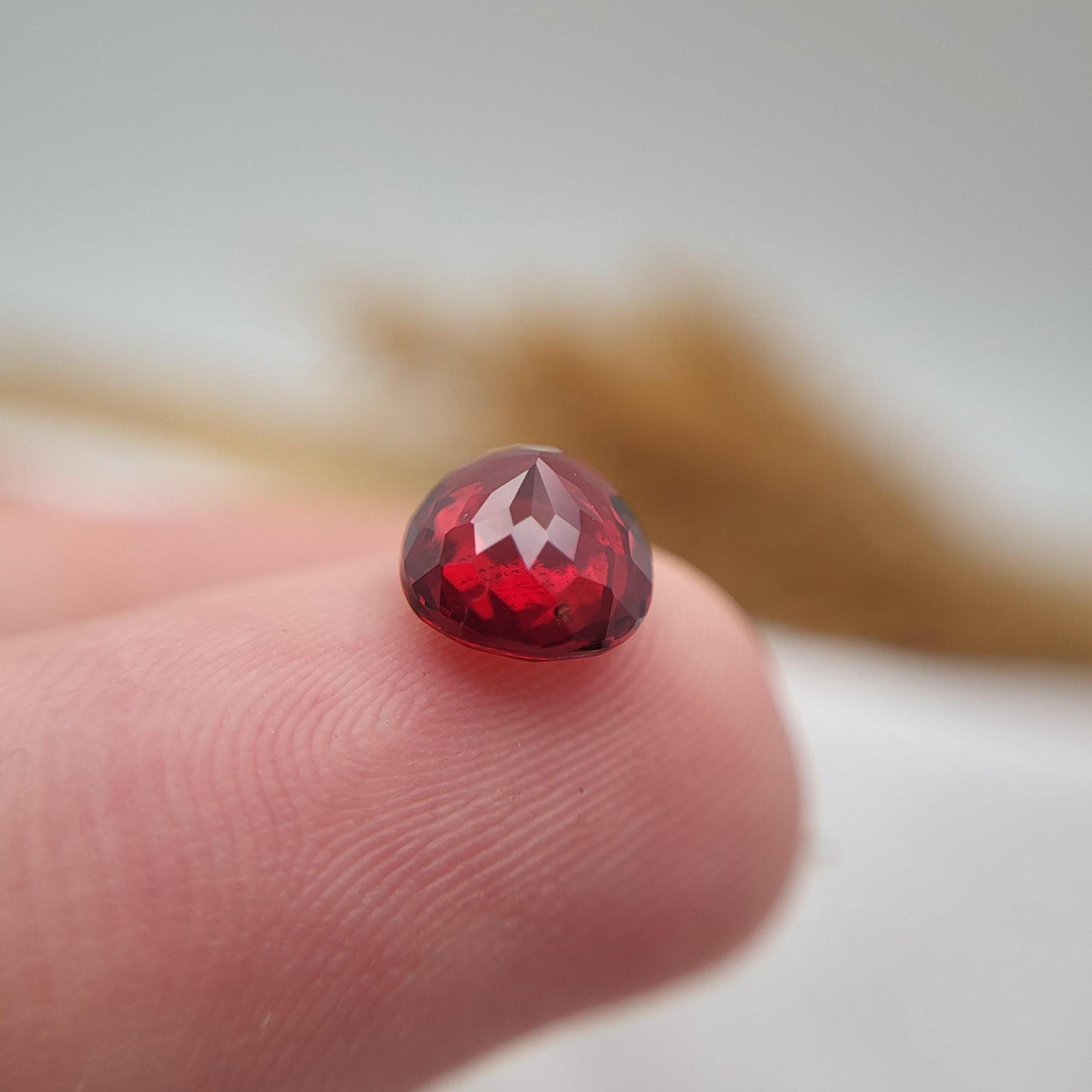 2.19 carat Natural Dark Red Garnet, 8x7mm Red Garnet, Faceted Portuguese Style Cushion Cut Garnet Gem