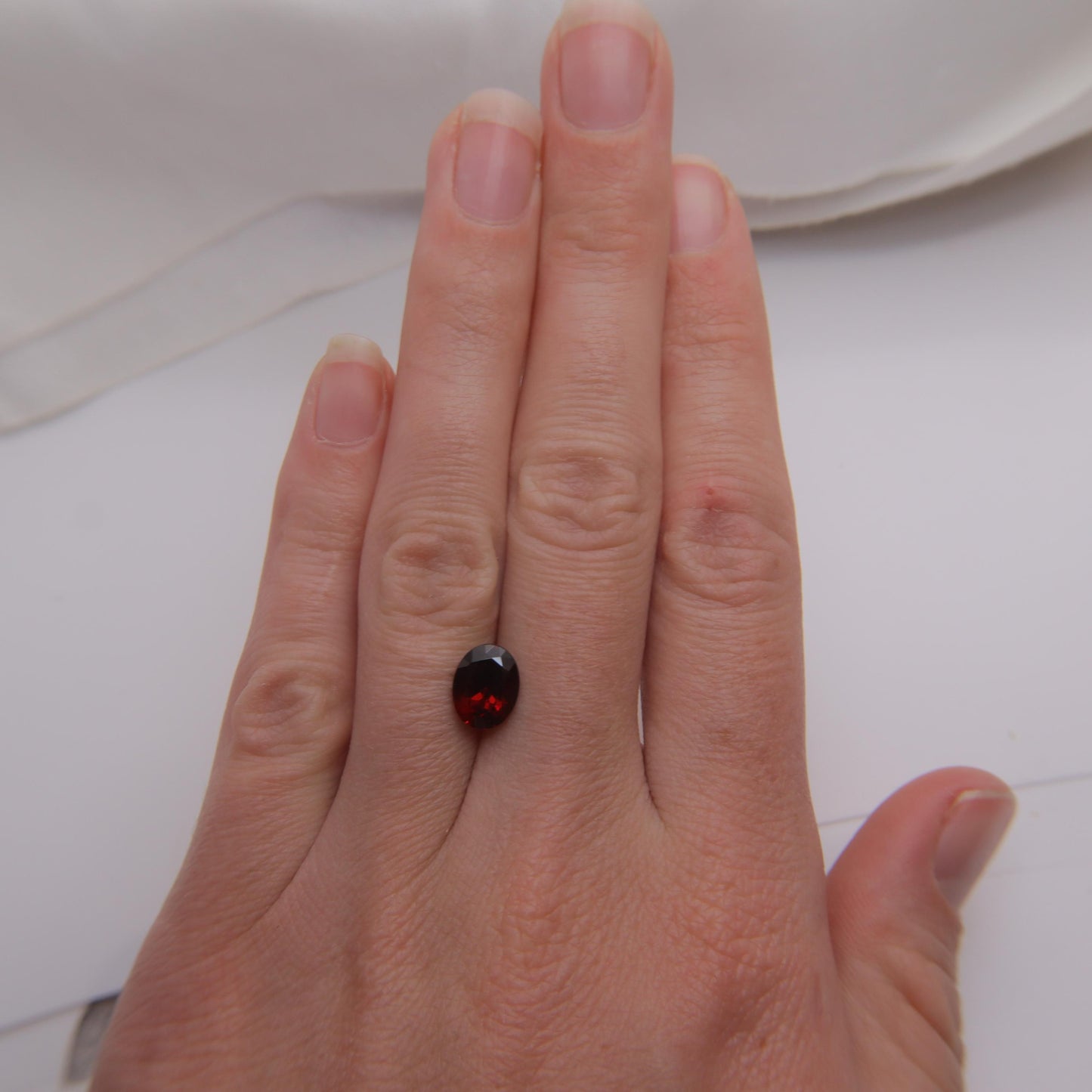 One Red Garnet 9x7mm Oval Cut, Faceted Loose Gemstone