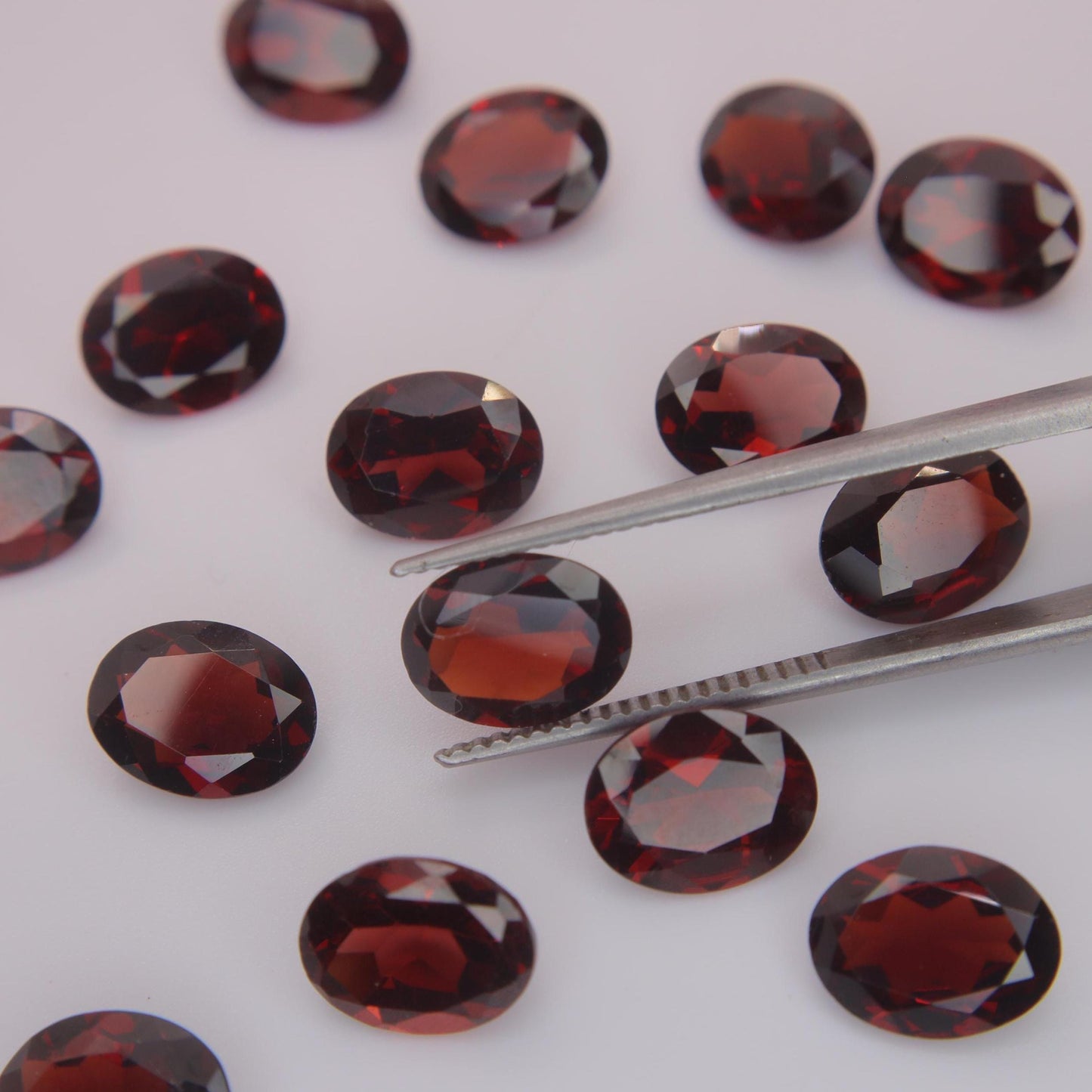 One Red Garnet 9x7mm Oval Cut, Faceted Loose Gemstone
