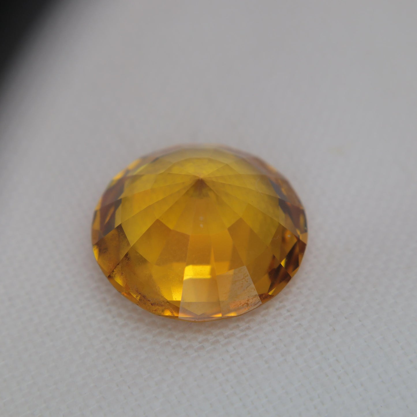 16.35mm Round Orange Yellow Synthetic Sapphire 17.86 carat, Faceted Loose Man Made Gemstone